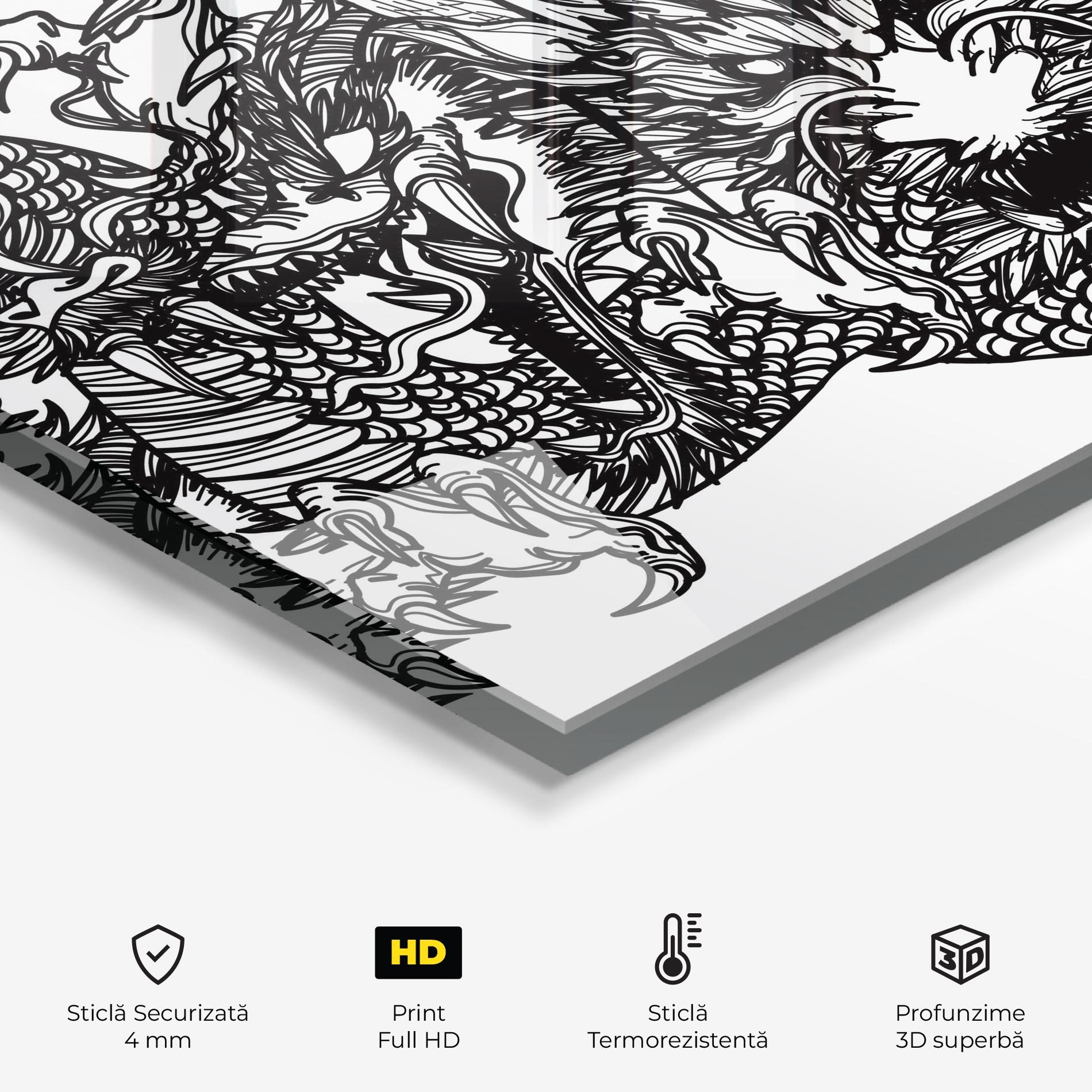 Panou Sticla Bucatarie Three Heads Dragon mockup 2