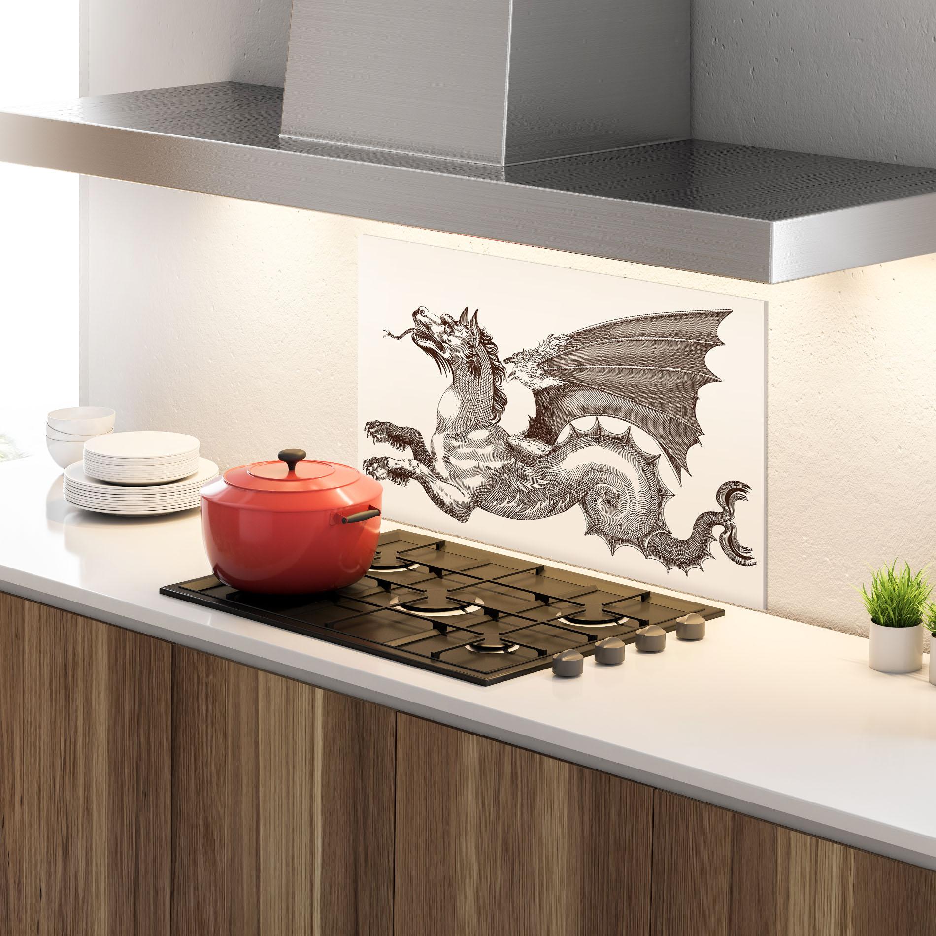 Panou Sticla Bucatarie Brown Dragon mockup 4