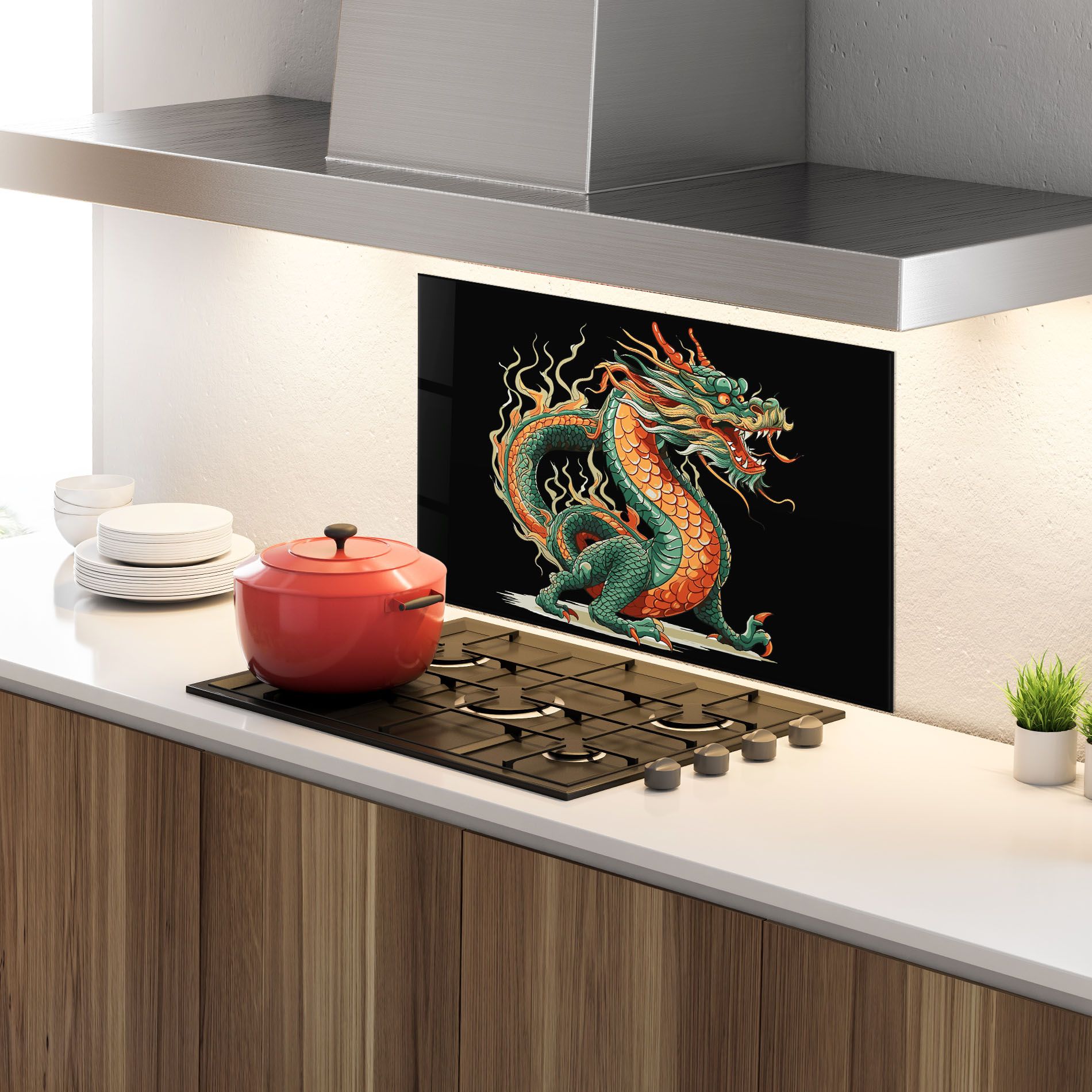 Orange Green Dragon mockup 4