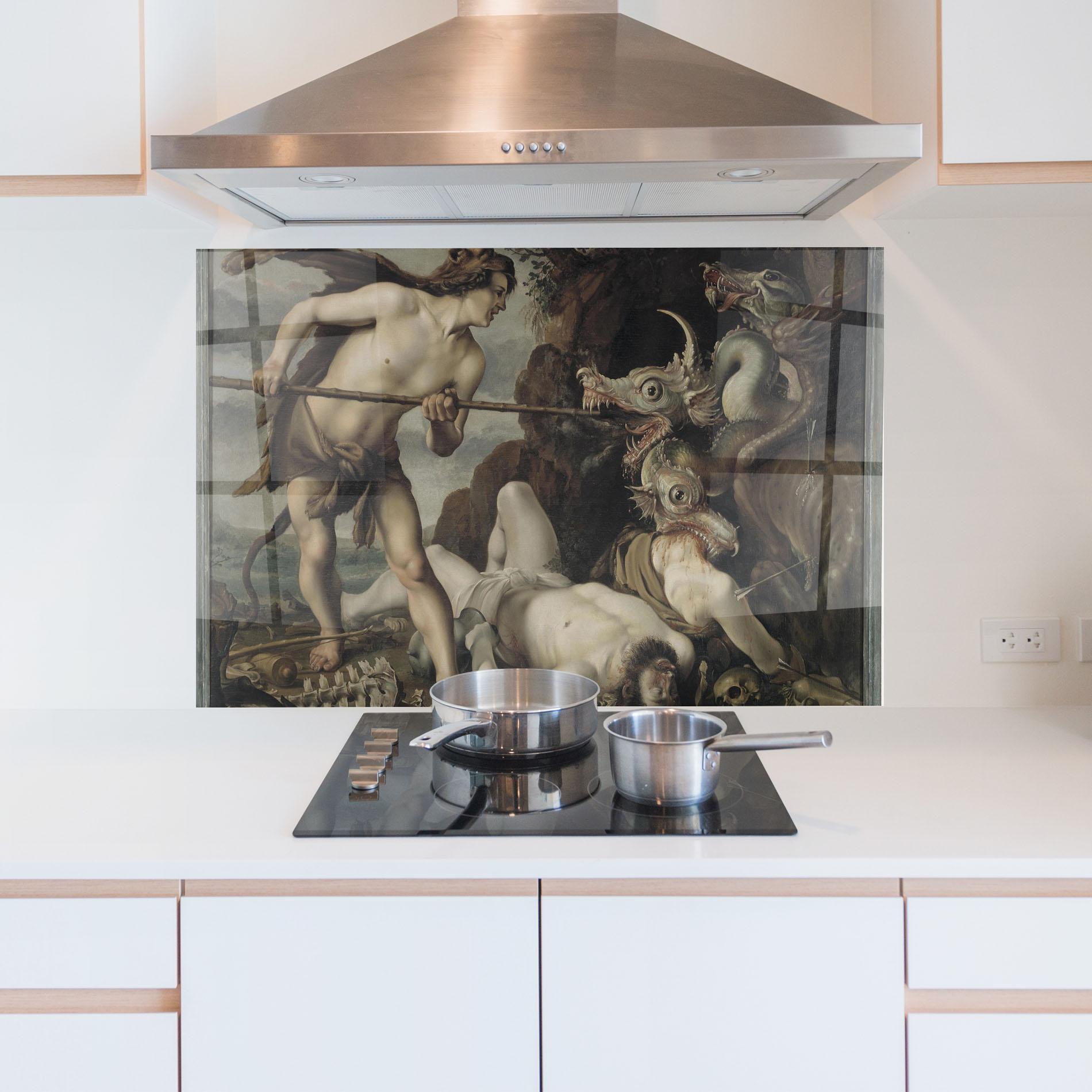 Panou Sticla Bucatarie Hunting Dragons mockup 5