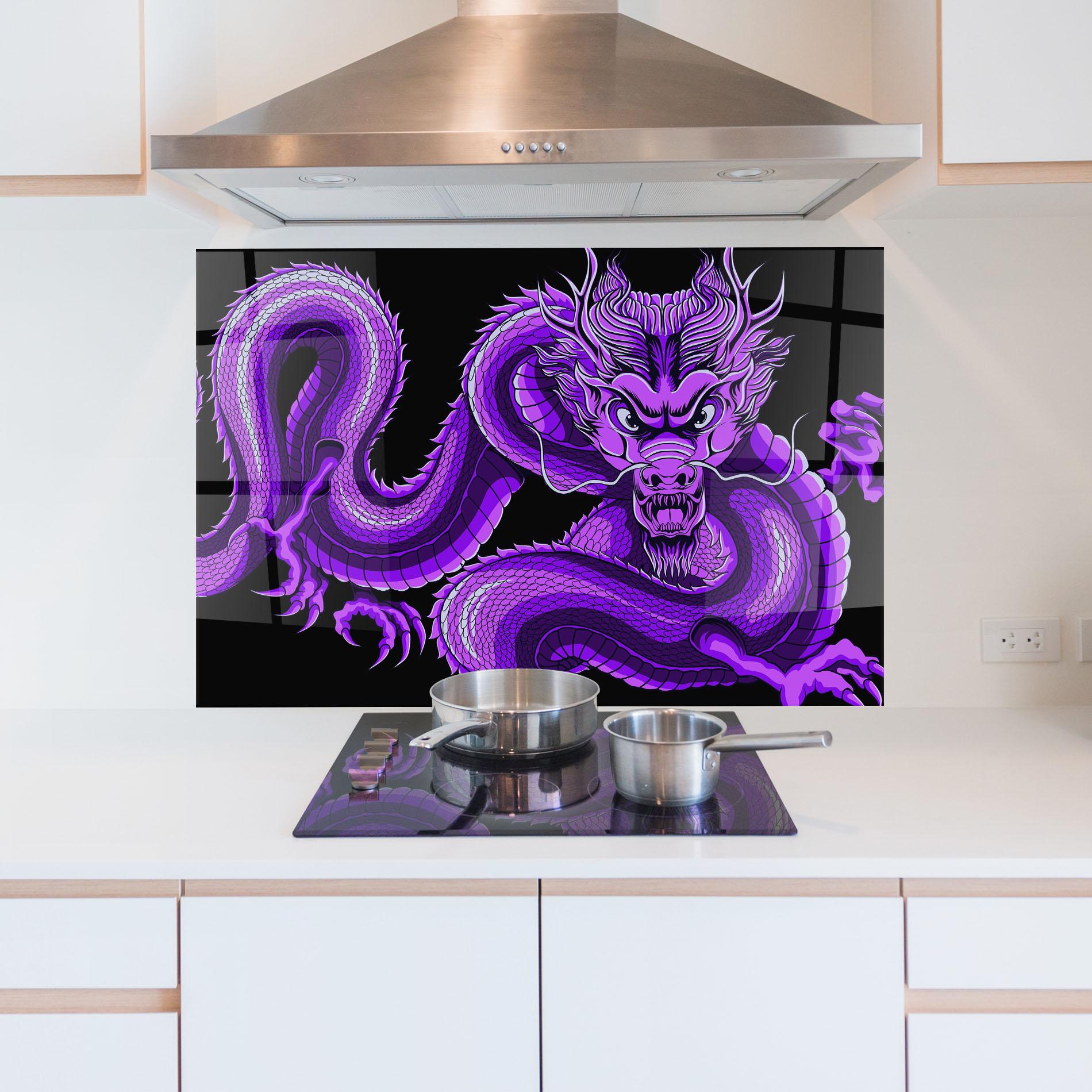 Panou Sticla Bucatarie Purple Dragon mockup 5