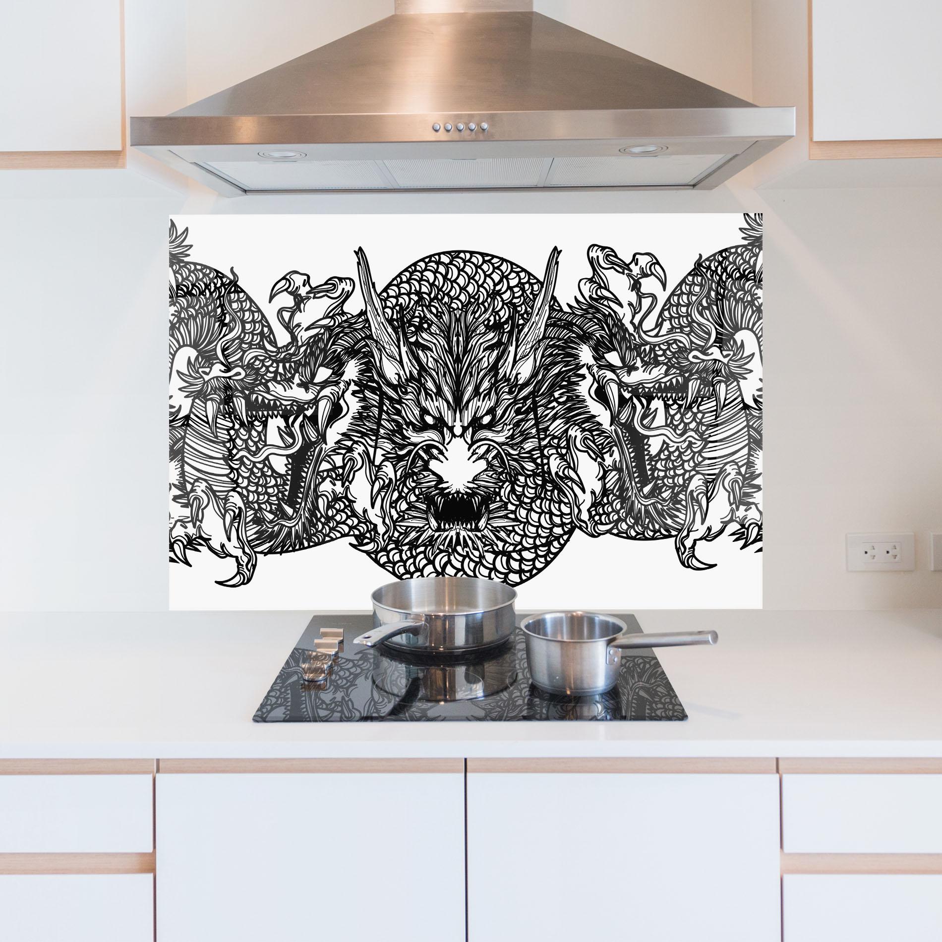 Panou Sticla Bucatarie Three Heads Dragon mockup 5