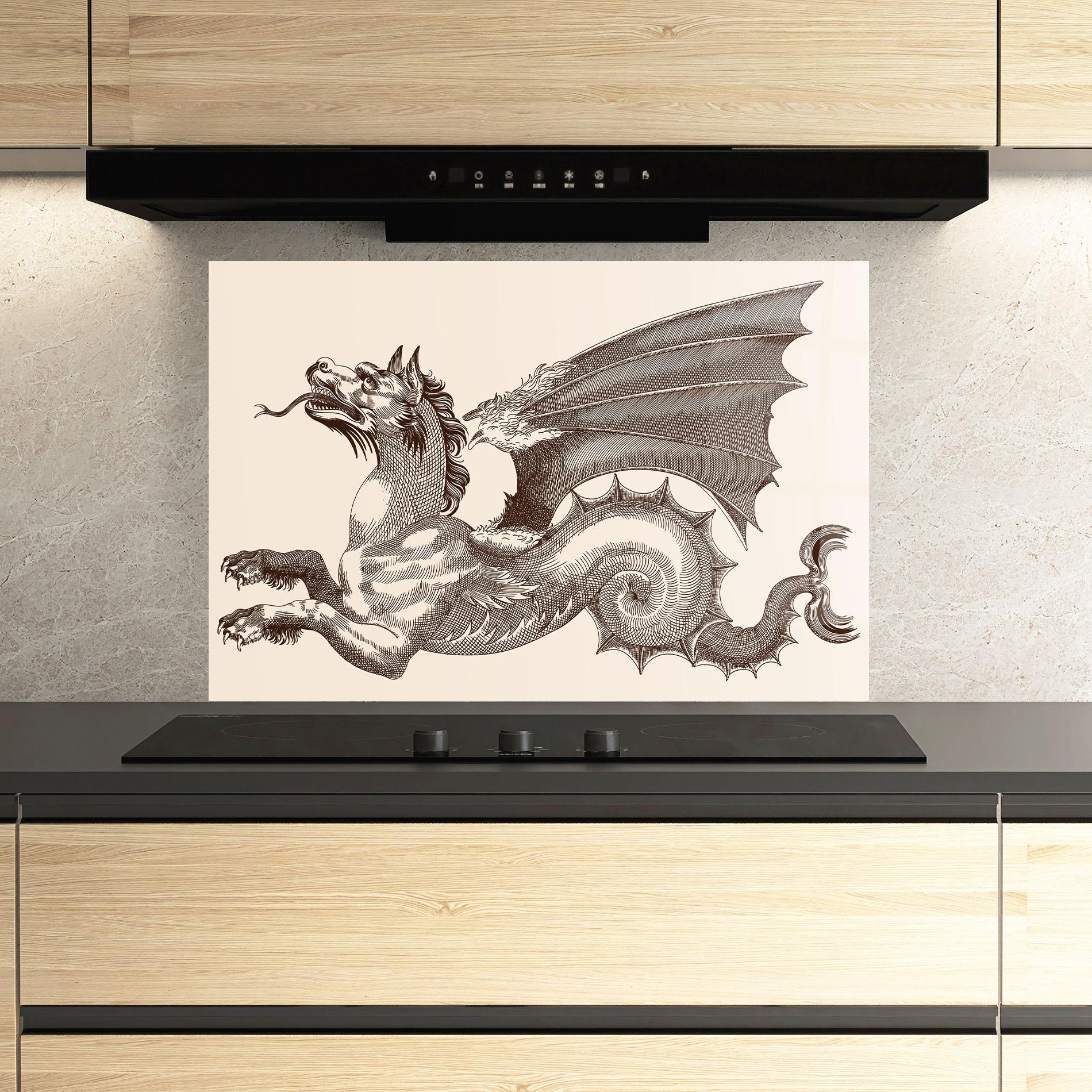 Panou Sticla Bucatarie Brown Dragon mockup 3