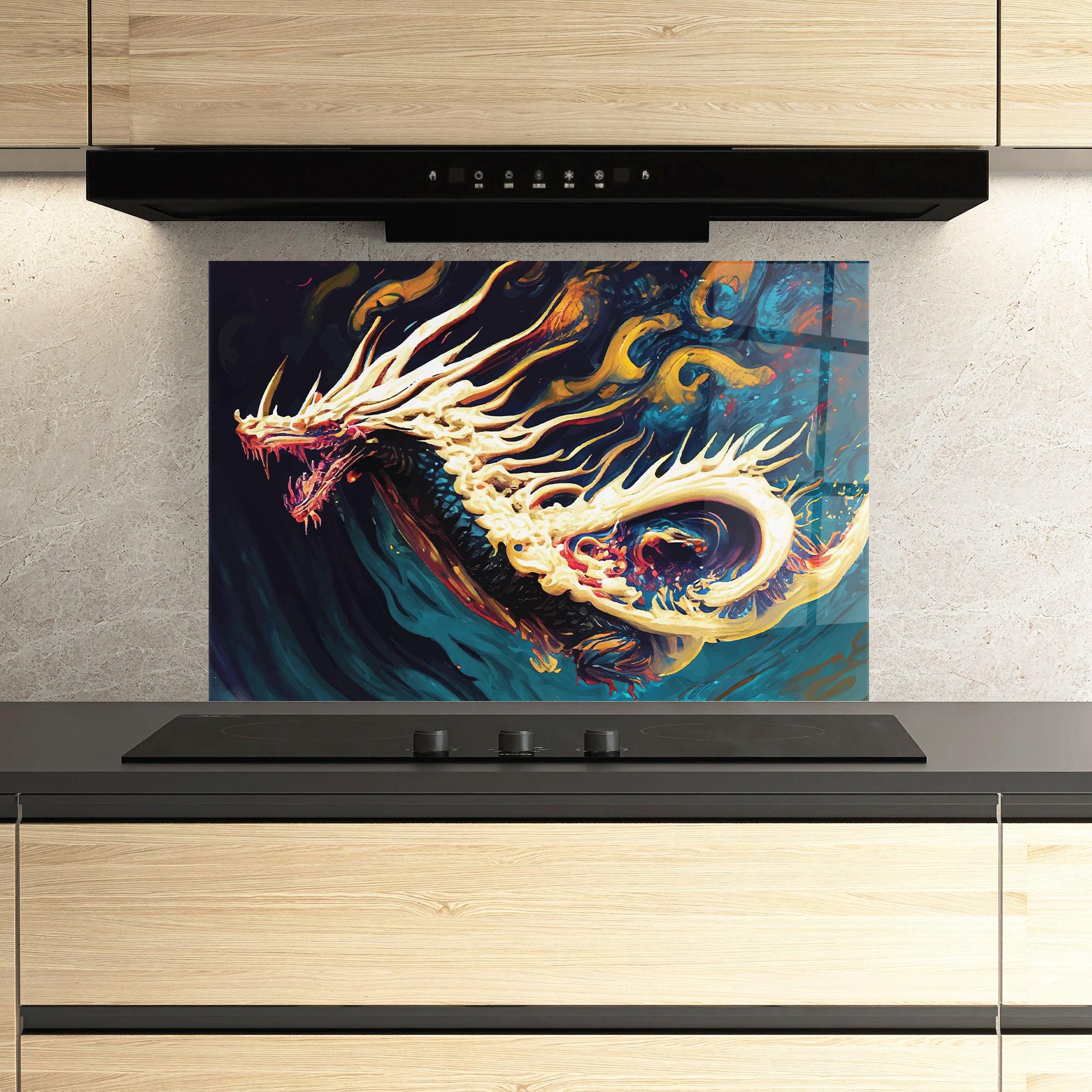 Panou Sticla Bucatarie Flying Acrylic Dragon mockup 3