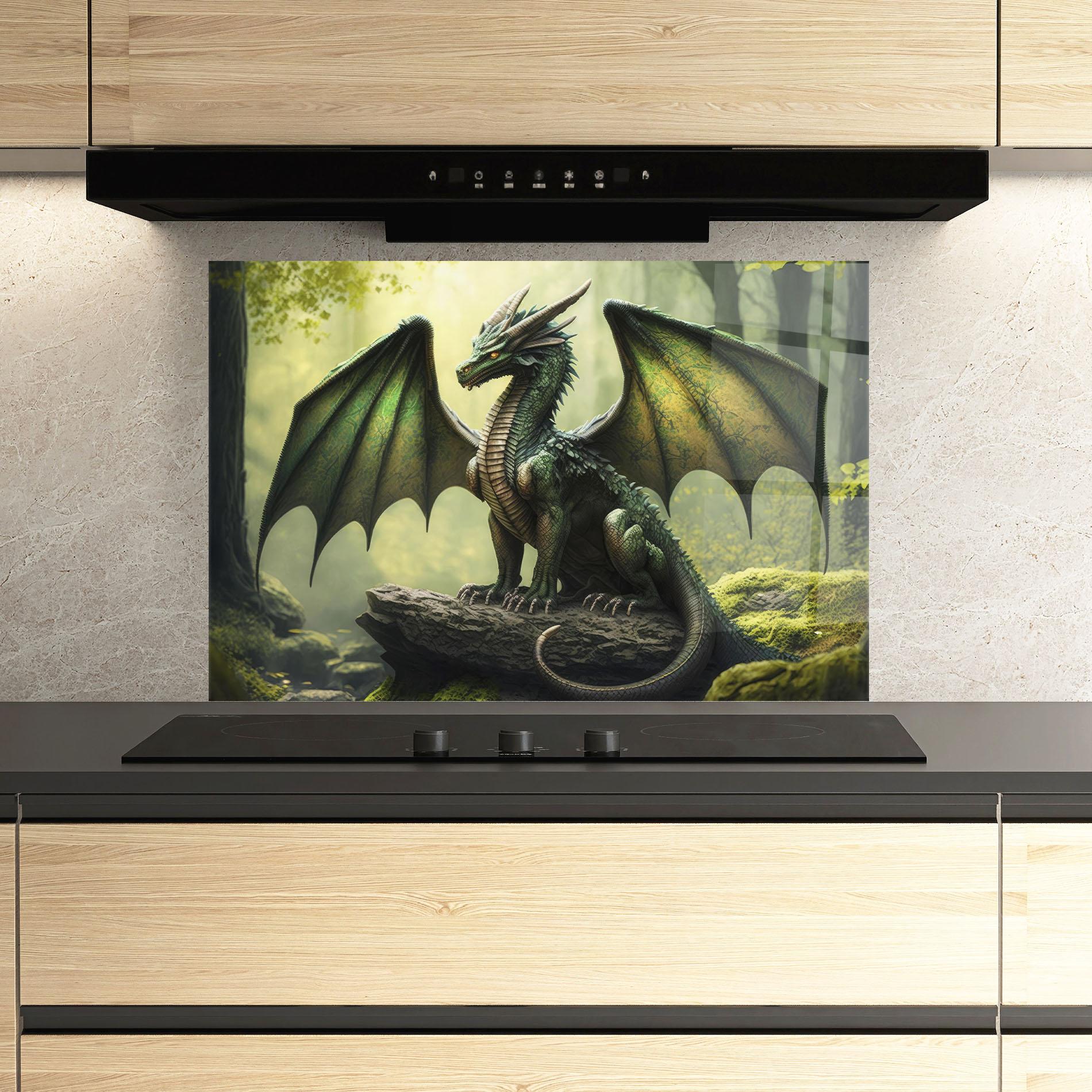 Panou Sticla Bucatarie Green Dragon mockup 3