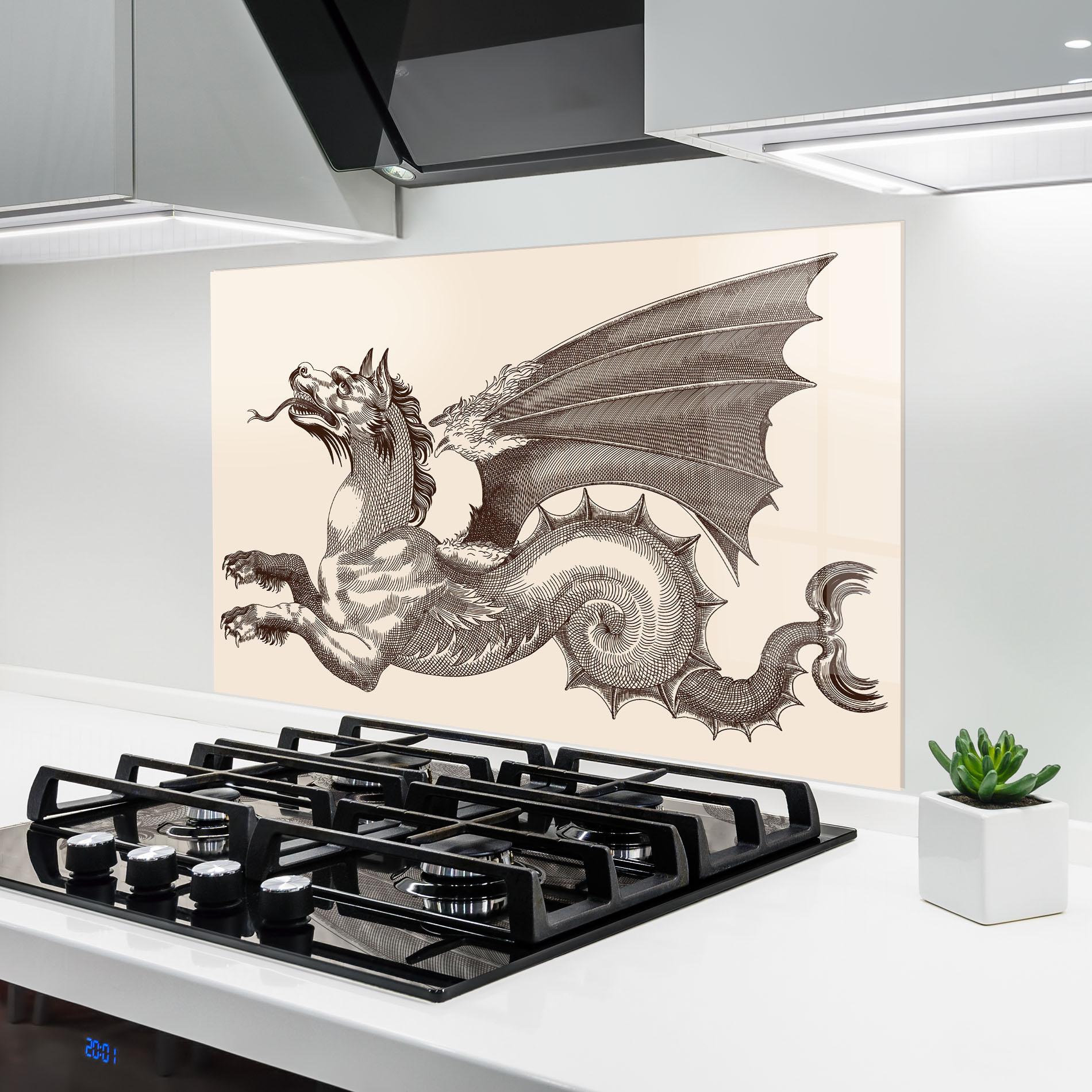 Panou Sticla Bucatarie Brown Dragon mockup 6