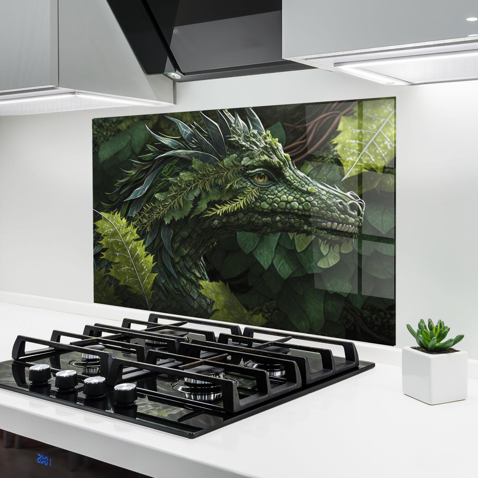 Panou Sticla Bucatarie Forest Dragon mockup 6