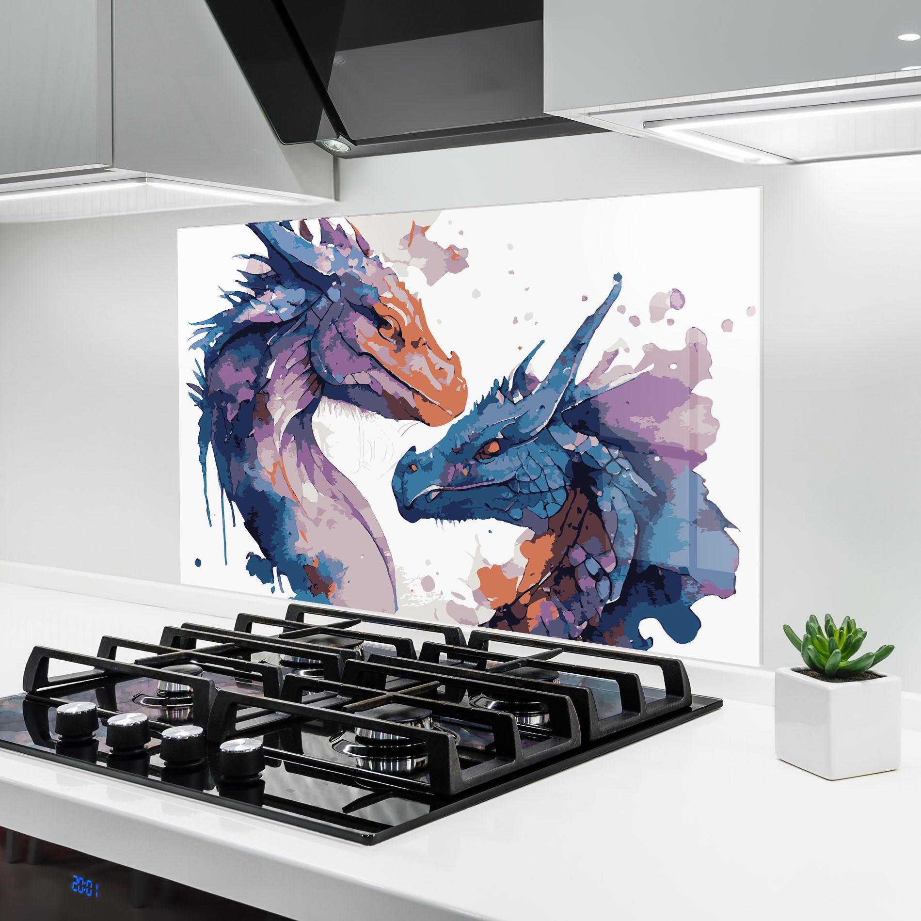 Panou Sticla Bucatarie Purple Cute Dragon mockup 6