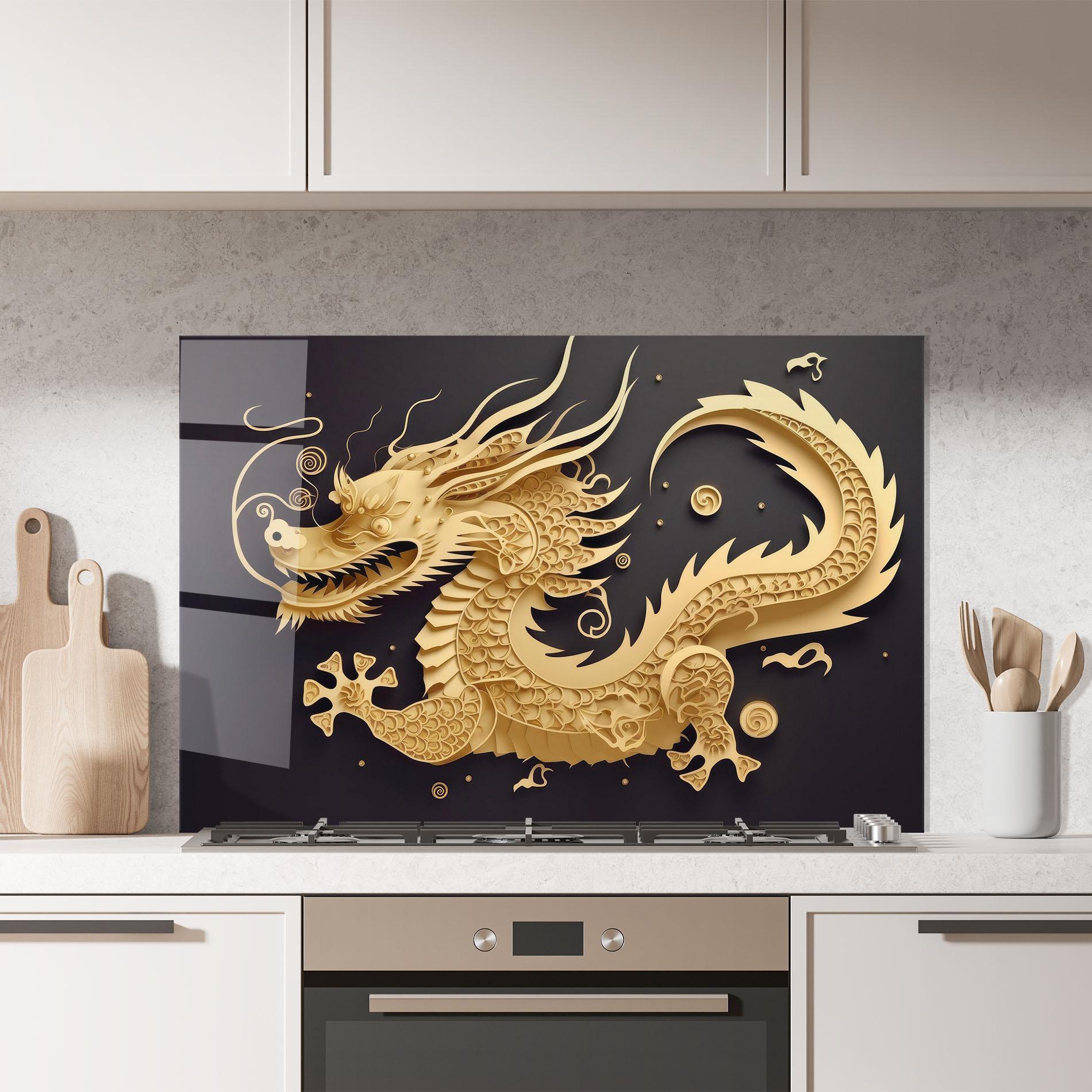 Panou Sticla Bucatarie Dragon Zodiac Sign mockup 7