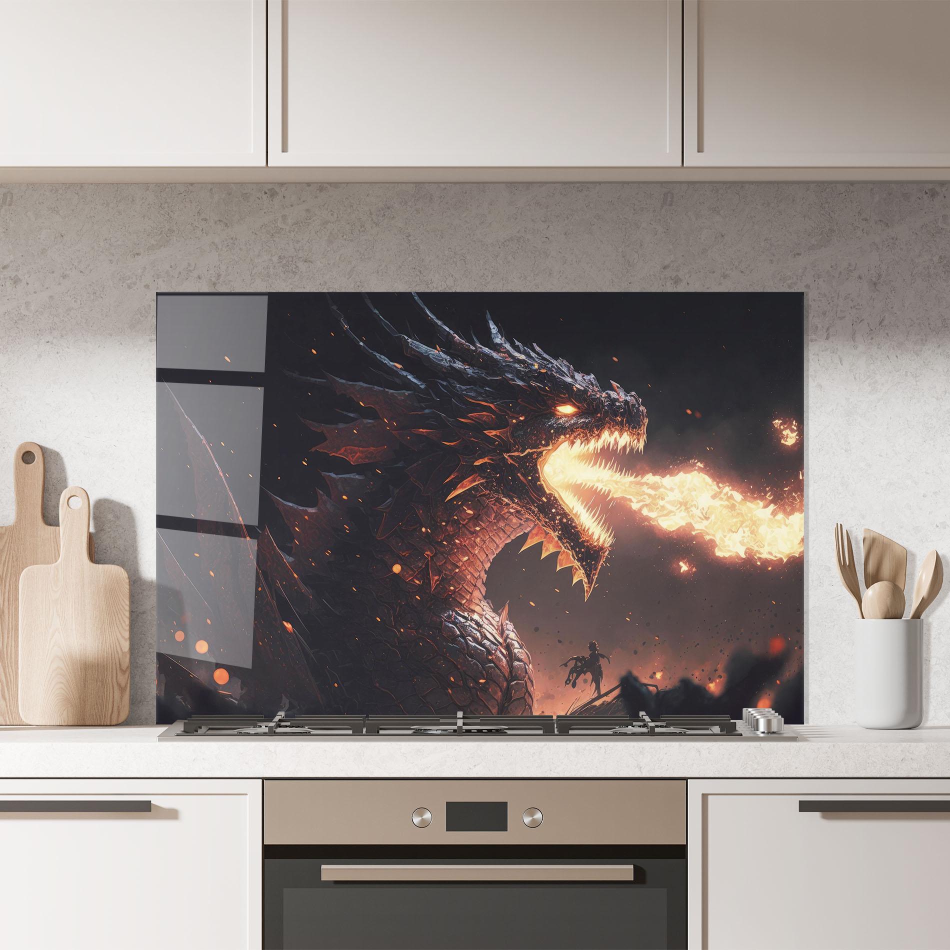 Panou Sticla Bucatarie Fire Explosion Dragon mockup 7