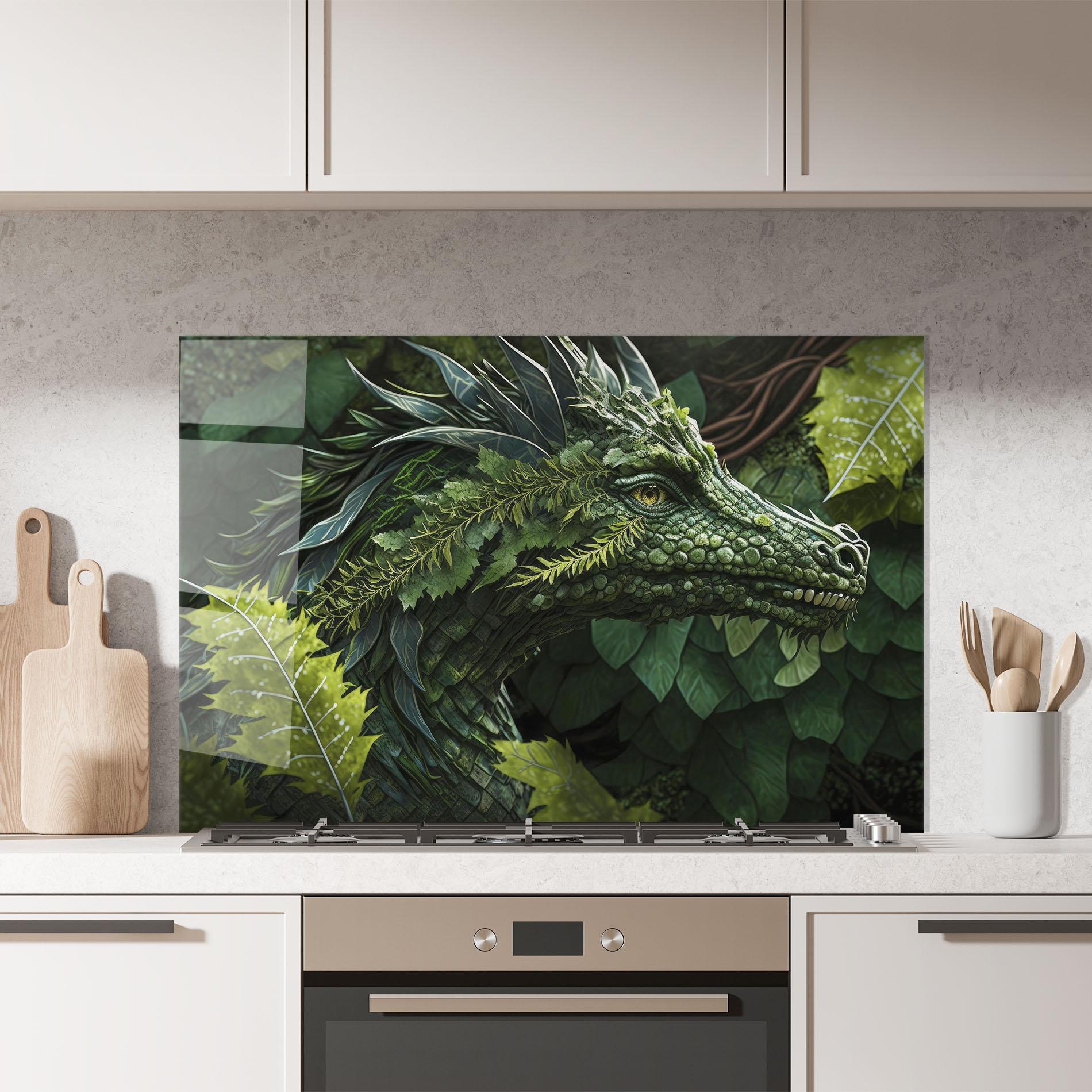 Panou Sticla Bucatarie Forest Dragon mockup 7