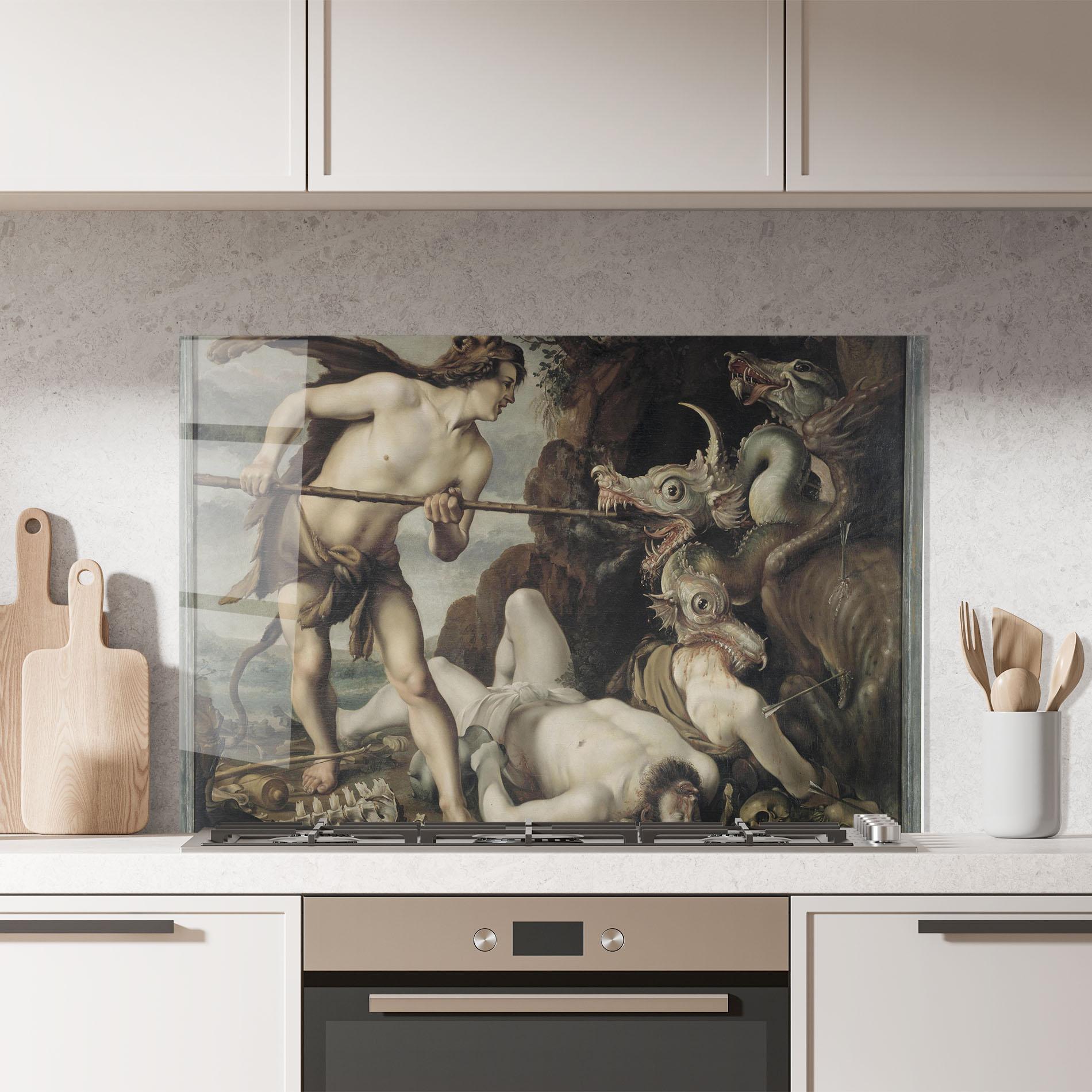 Panou Sticla Bucatarie Hunting Dragons mockup 7