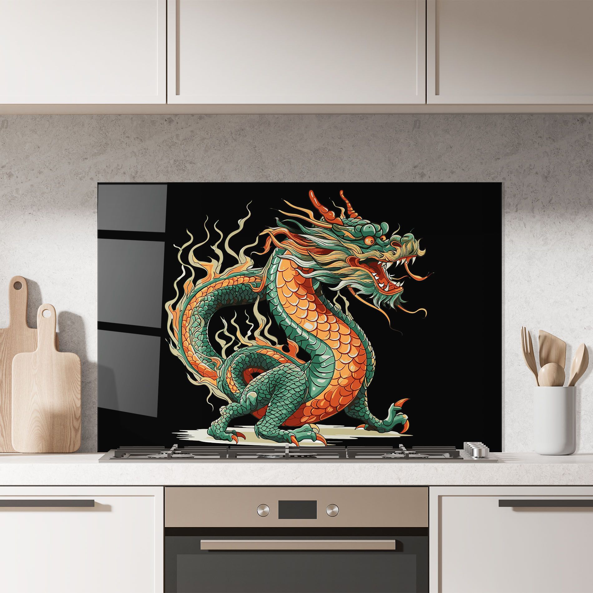 Orange Green Dragon mockup 7
