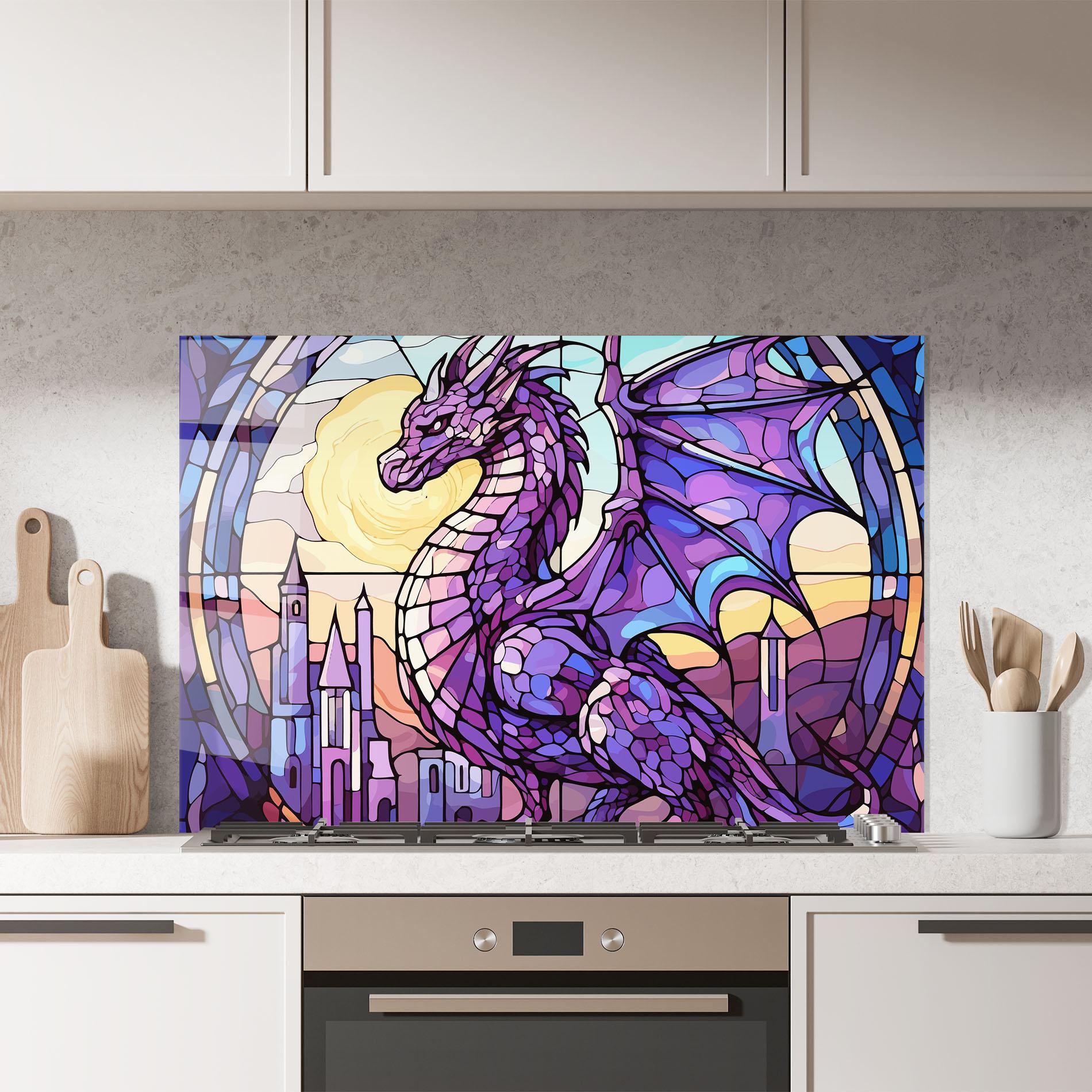 Panou Sticla Bucatarie Purple Pretty Dragon mockup 7