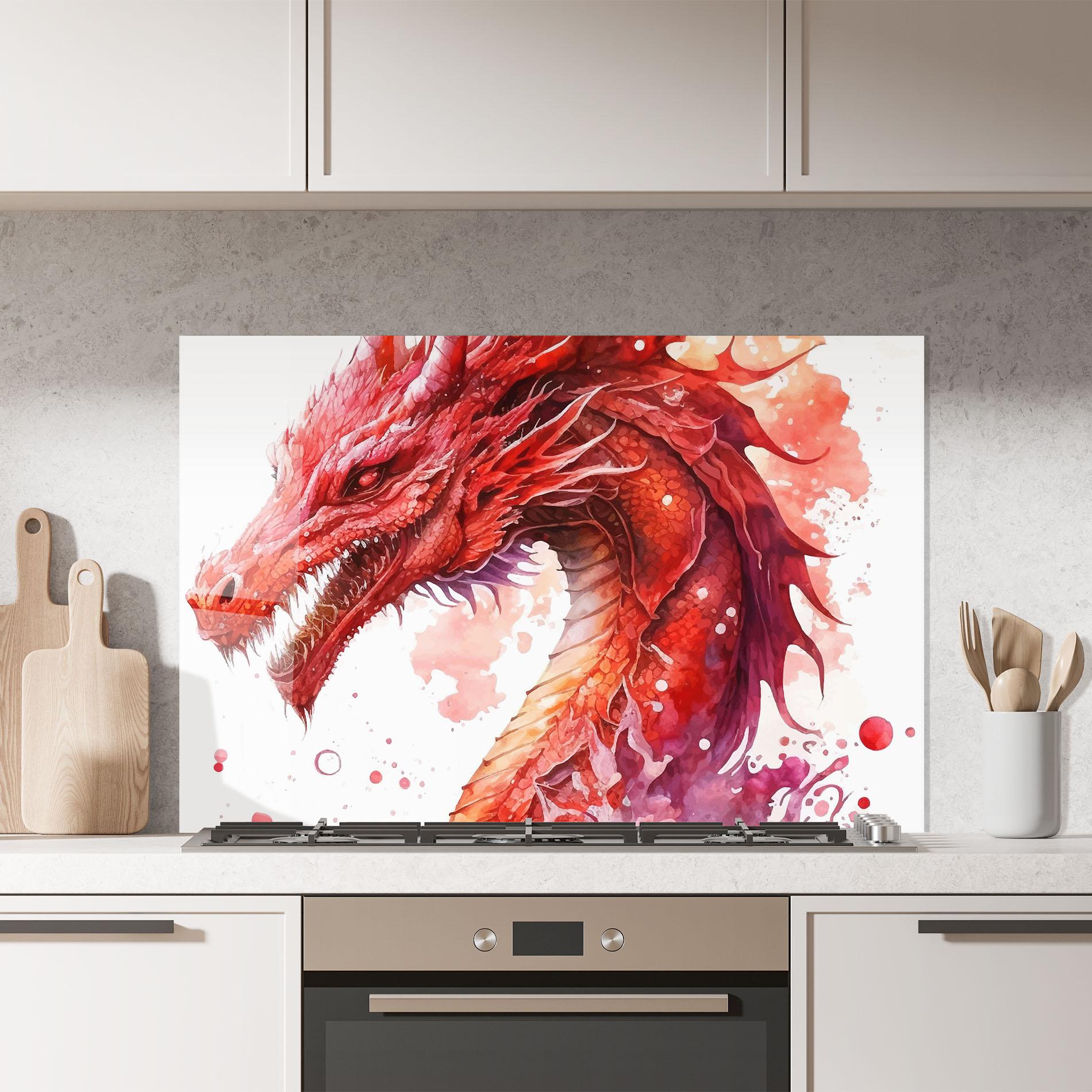 Panou Sticla Bucatarie Red Dragon Art mockup 7