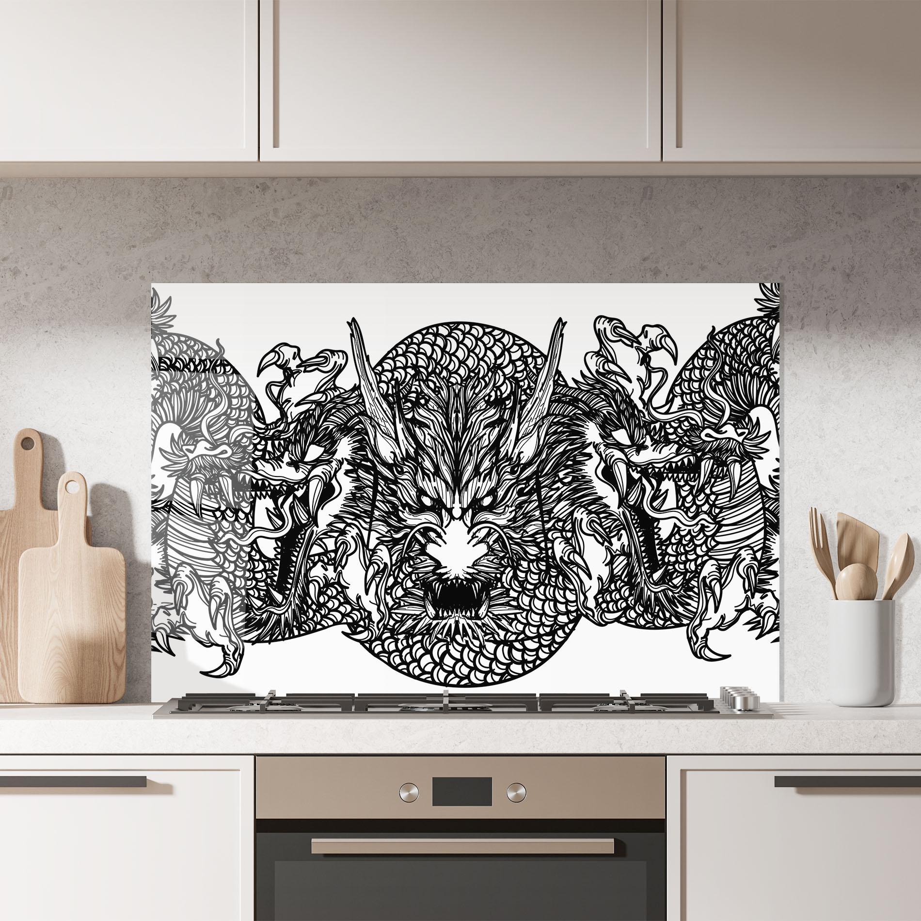 Panou Sticla Bucatarie Three Heads Dragon mockup 7