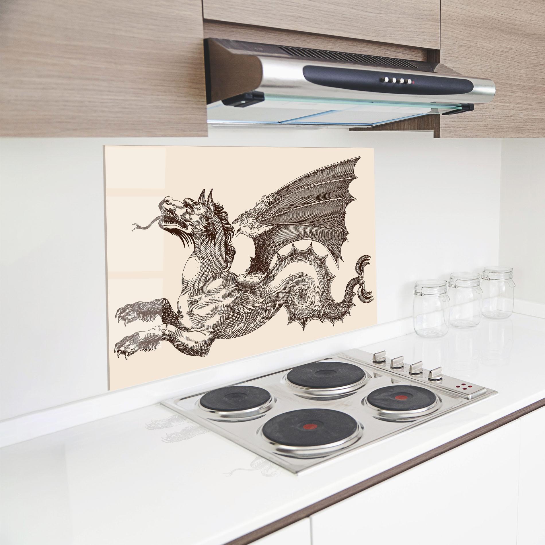 Panou Sticla Bucatarie Brown Dragon mockup 8