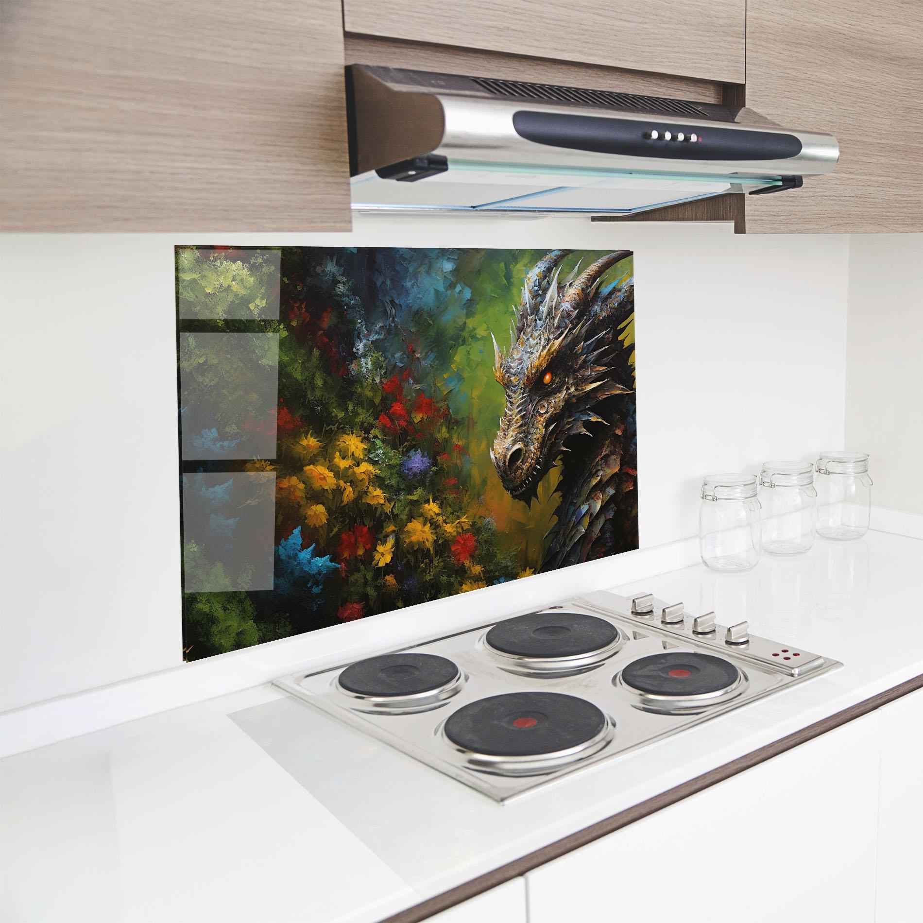 Panou Sticla Bucatarie Dragon In Nature mockup 8