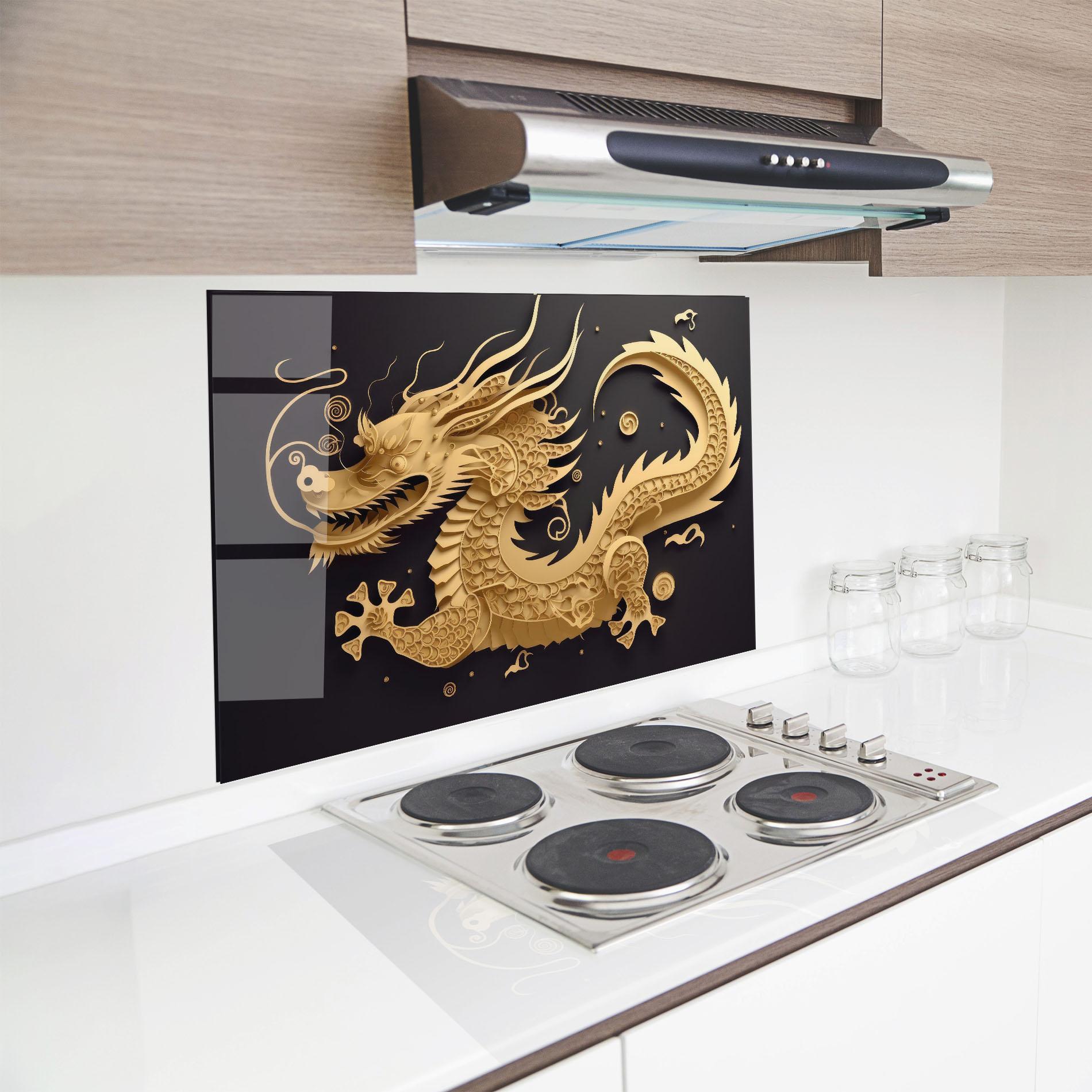 Panou Sticla Bucatarie Dragon Zodiac Sign mockup 8