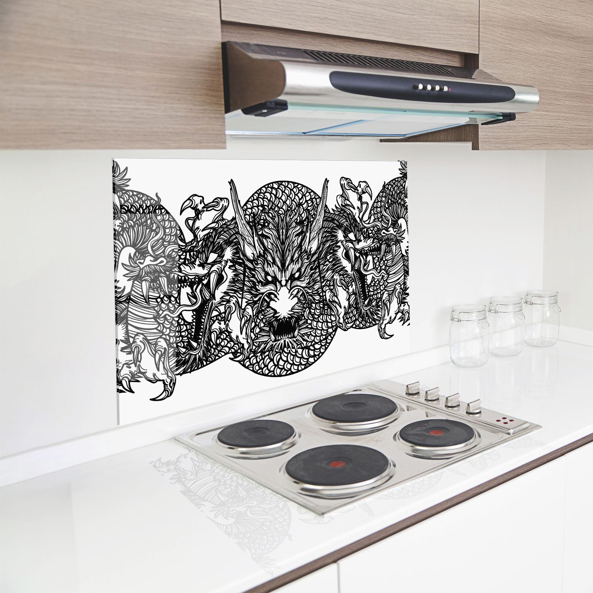 Panou Sticla Bucatarie Three Heads Dragon mockup 8