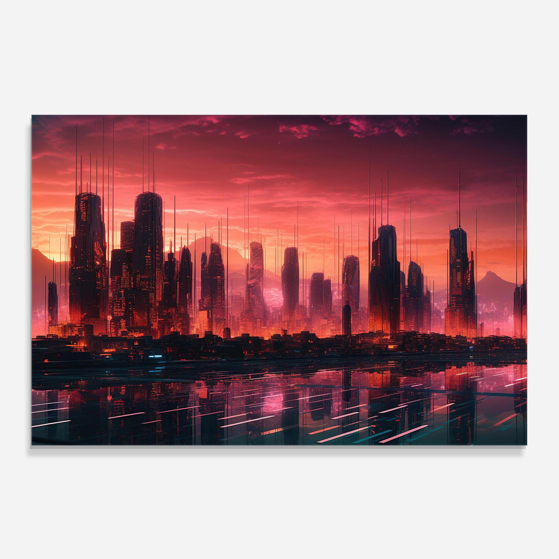 Panou Sticla Bucatarie Cityscape Tower mockup 0