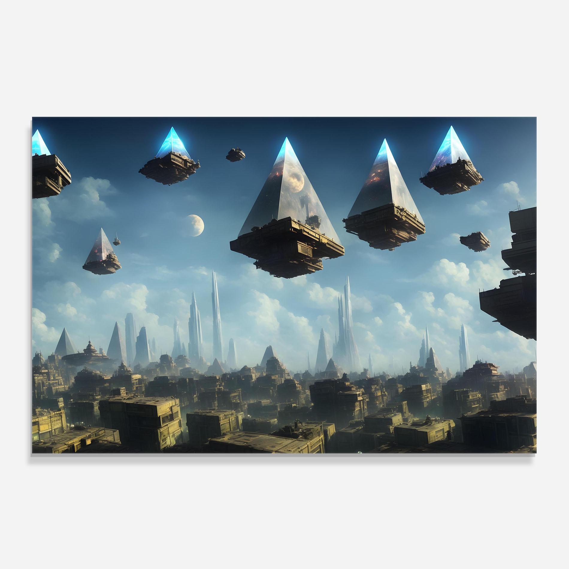 Panou Sticla Bucatarie Flying Piramids mockup 0