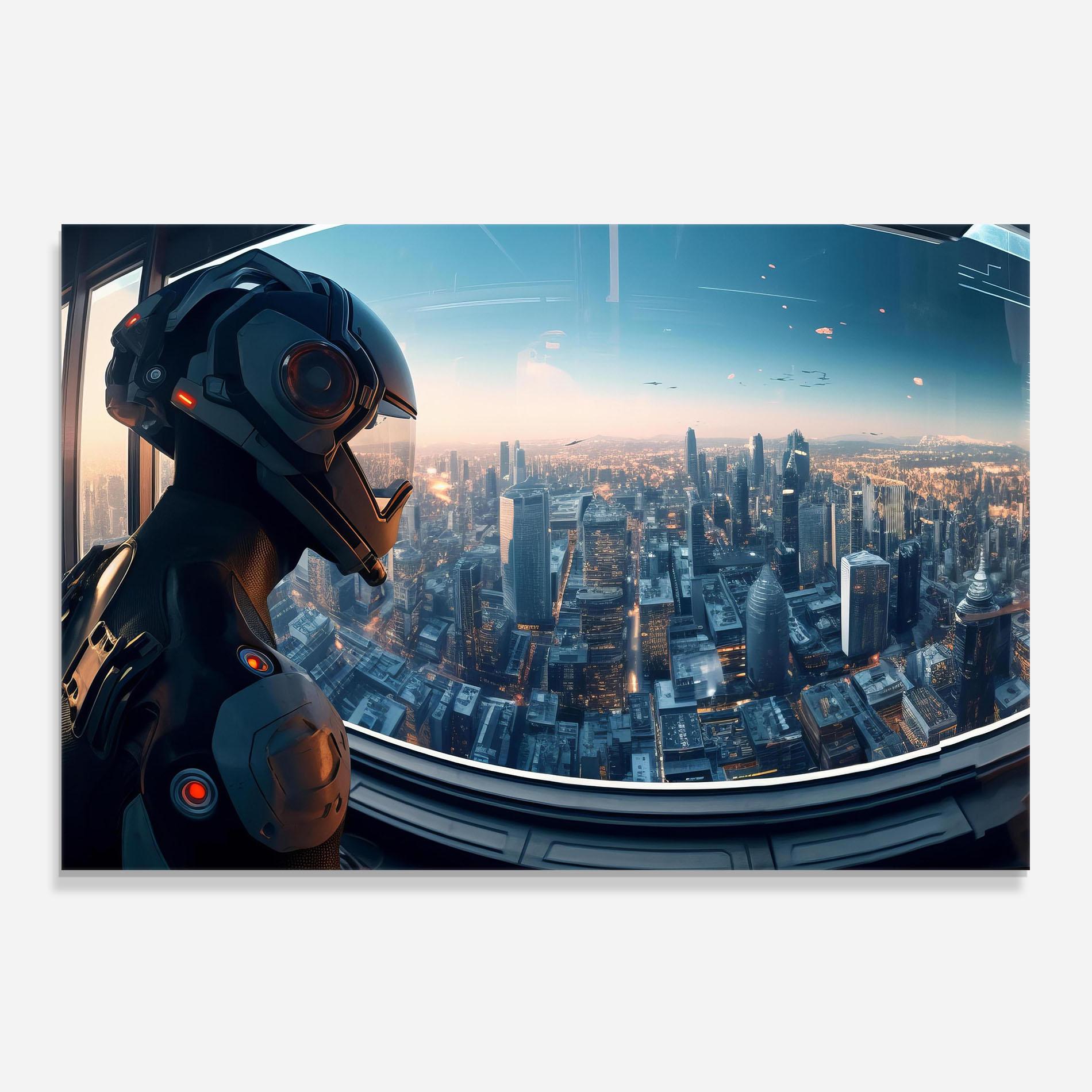 Panou Sticla Bucatarie Futuristic Robot mockup 0