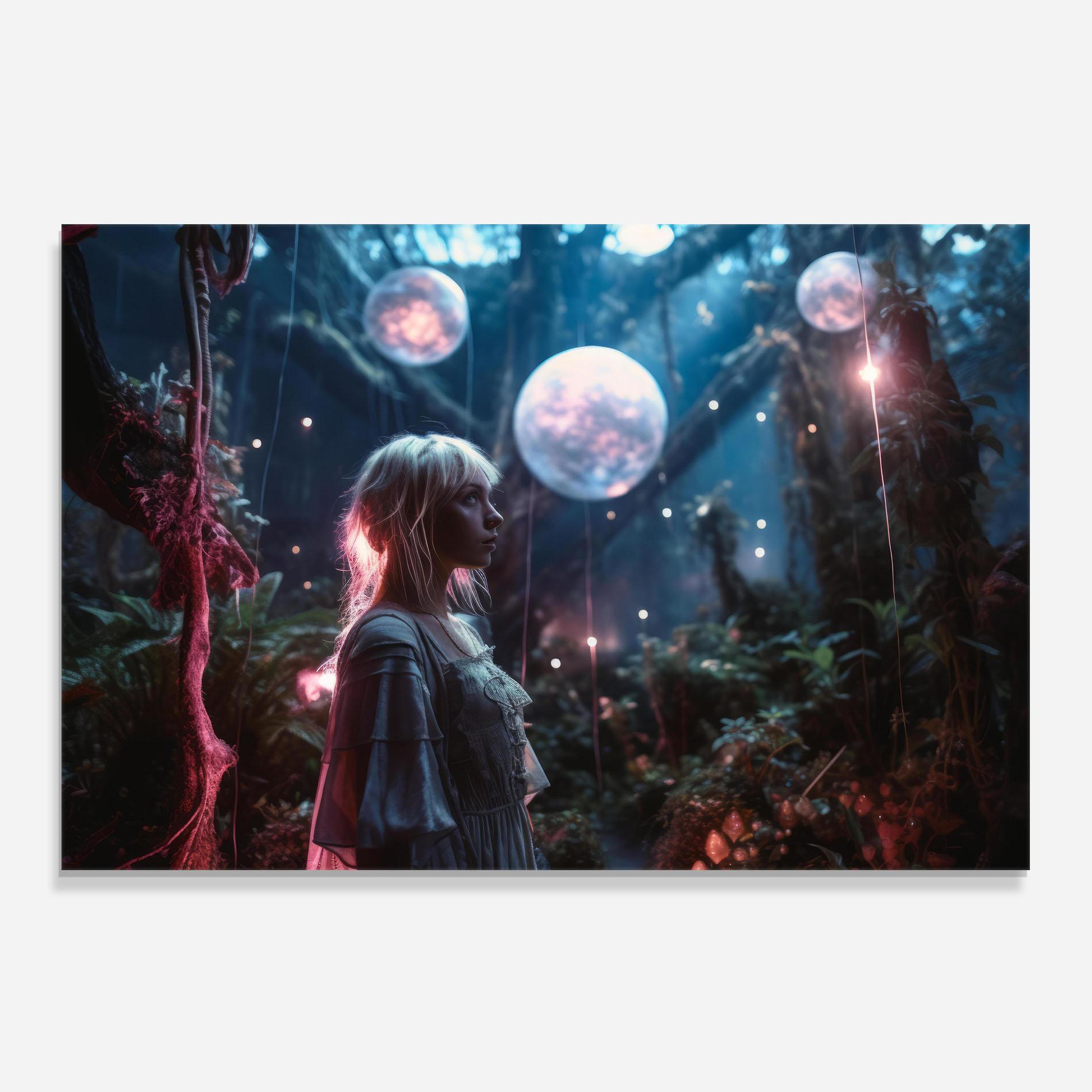 Panou Sticla Bucatarie Glowing Balls Floating mockup 0