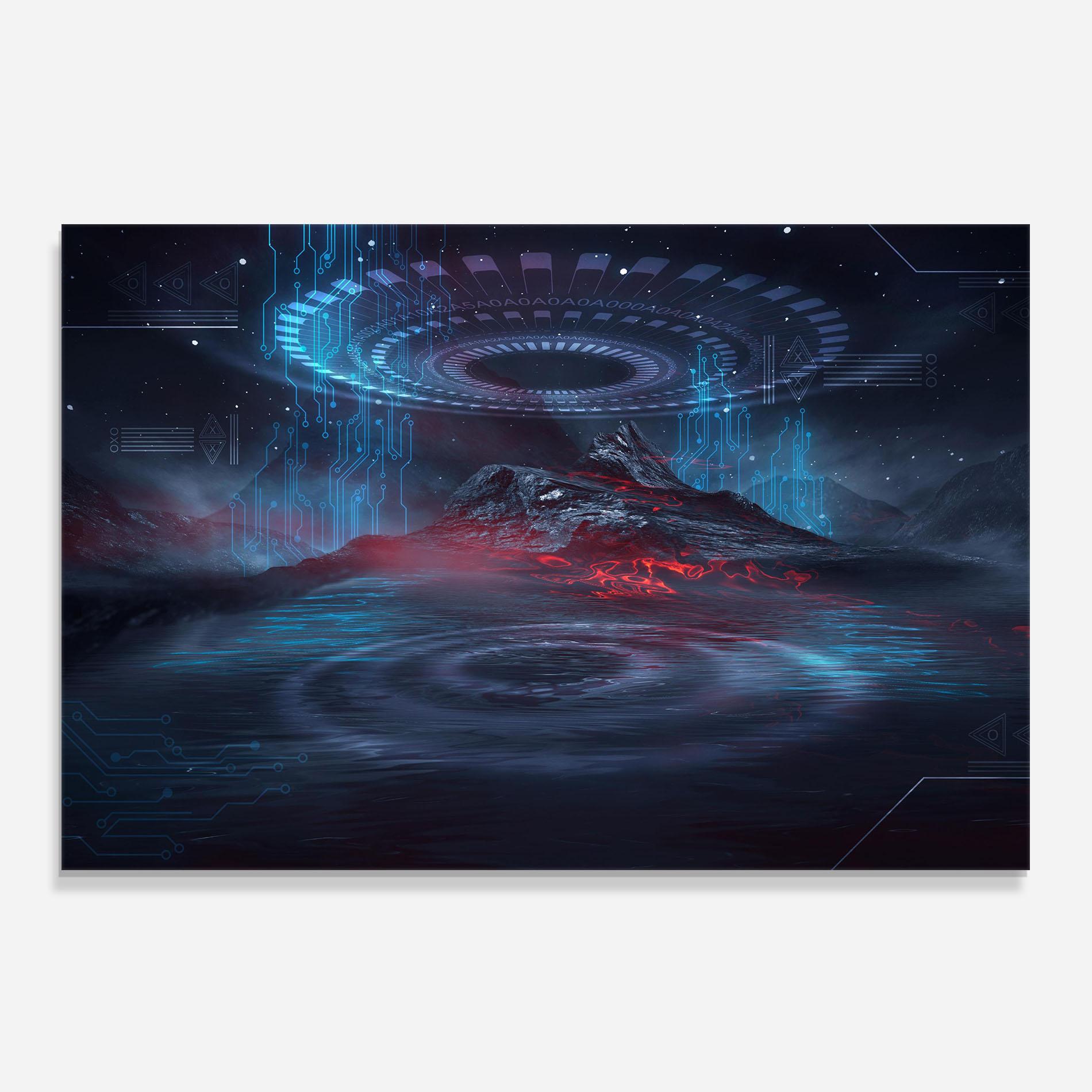 Panou Sticla Bucatarie Neon Space Galaxy mockup 0