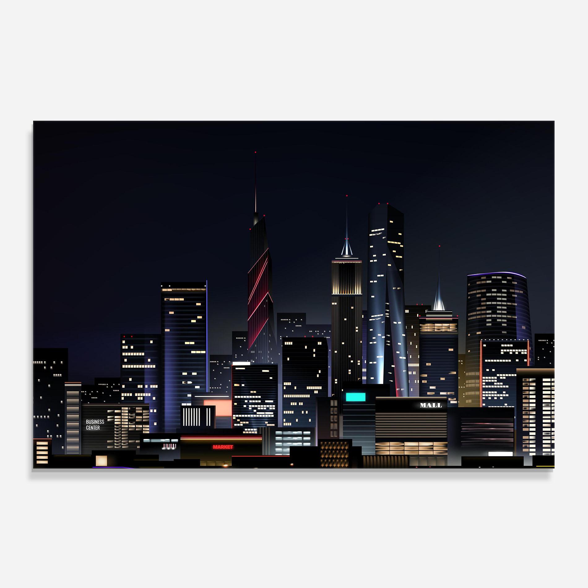 Panou Sticla Bucatarie Night City mockup 0