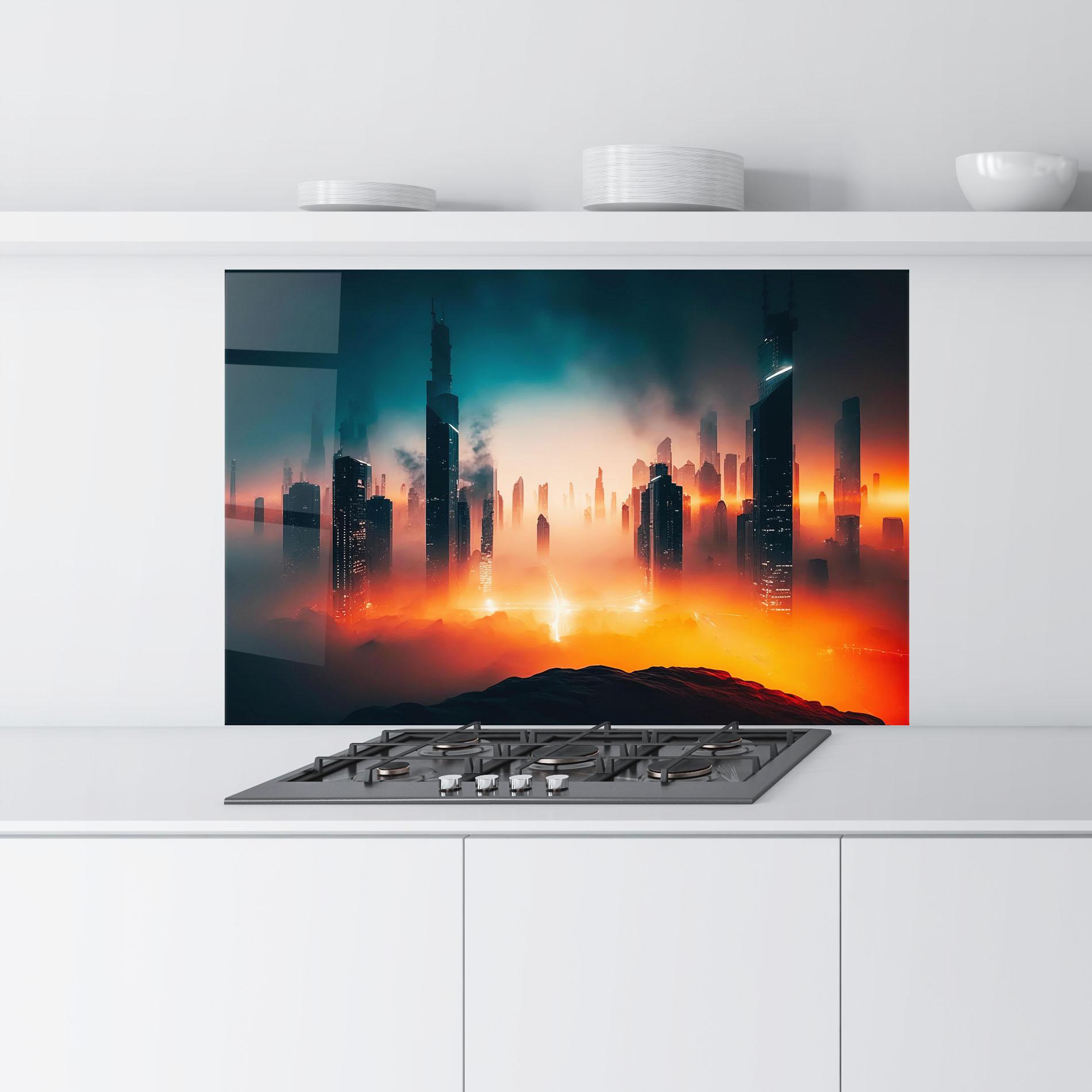 Panou Sticla Bucatarie City S Skyline mockup 9