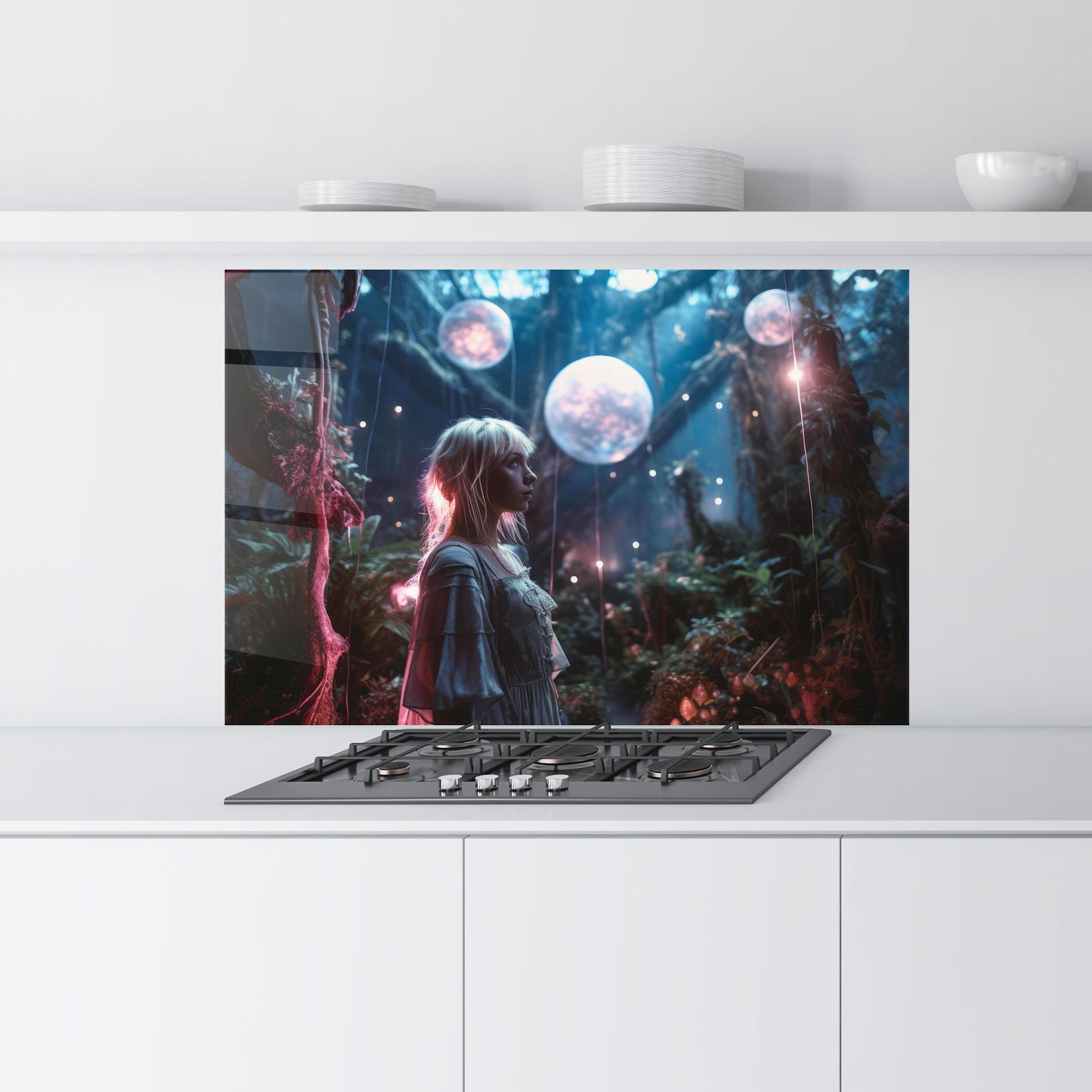 Panou Sticla Bucatarie Glowing Balls Floating mockup 9