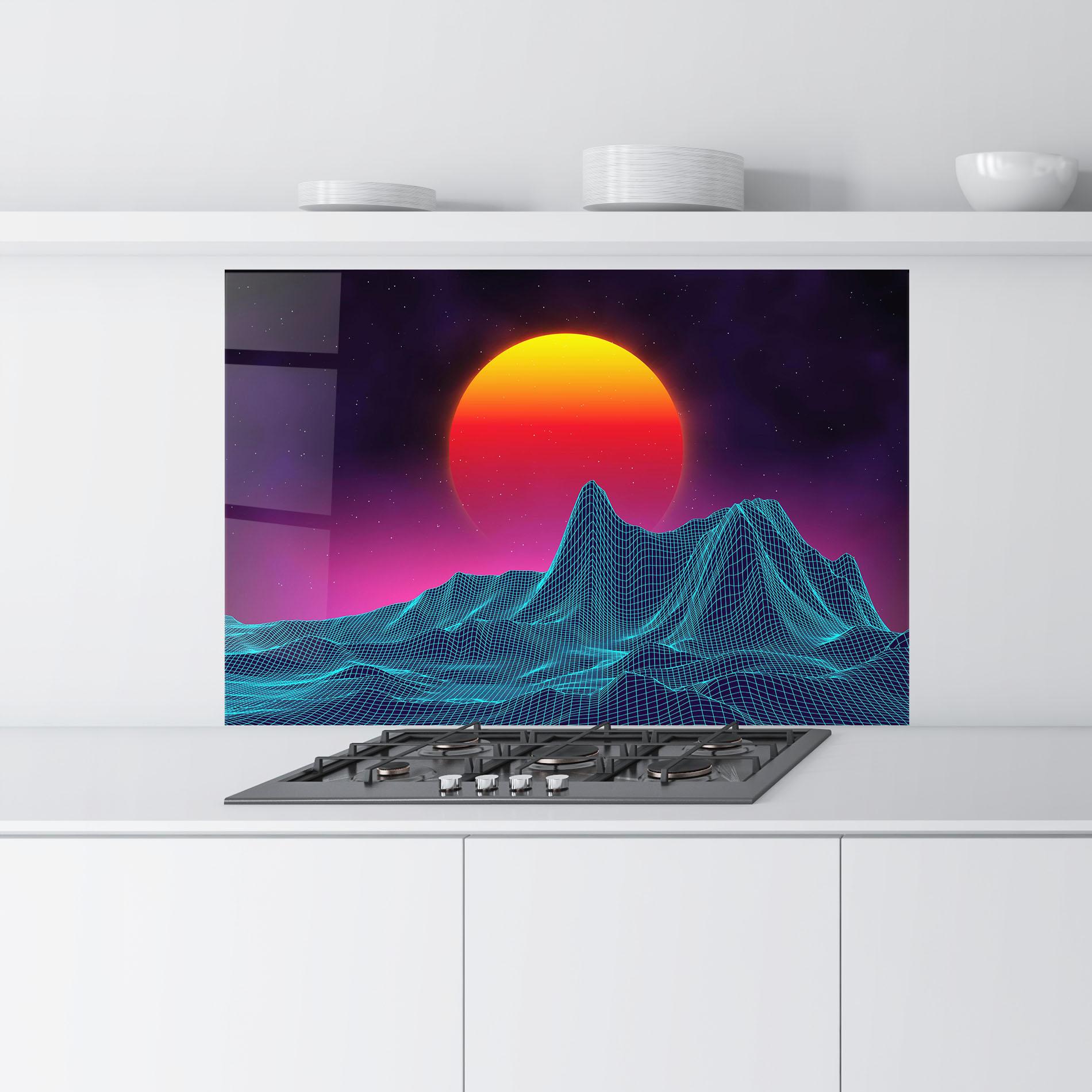 Panou Sticla Bucatarie Yellow Orange Planet mockup 9