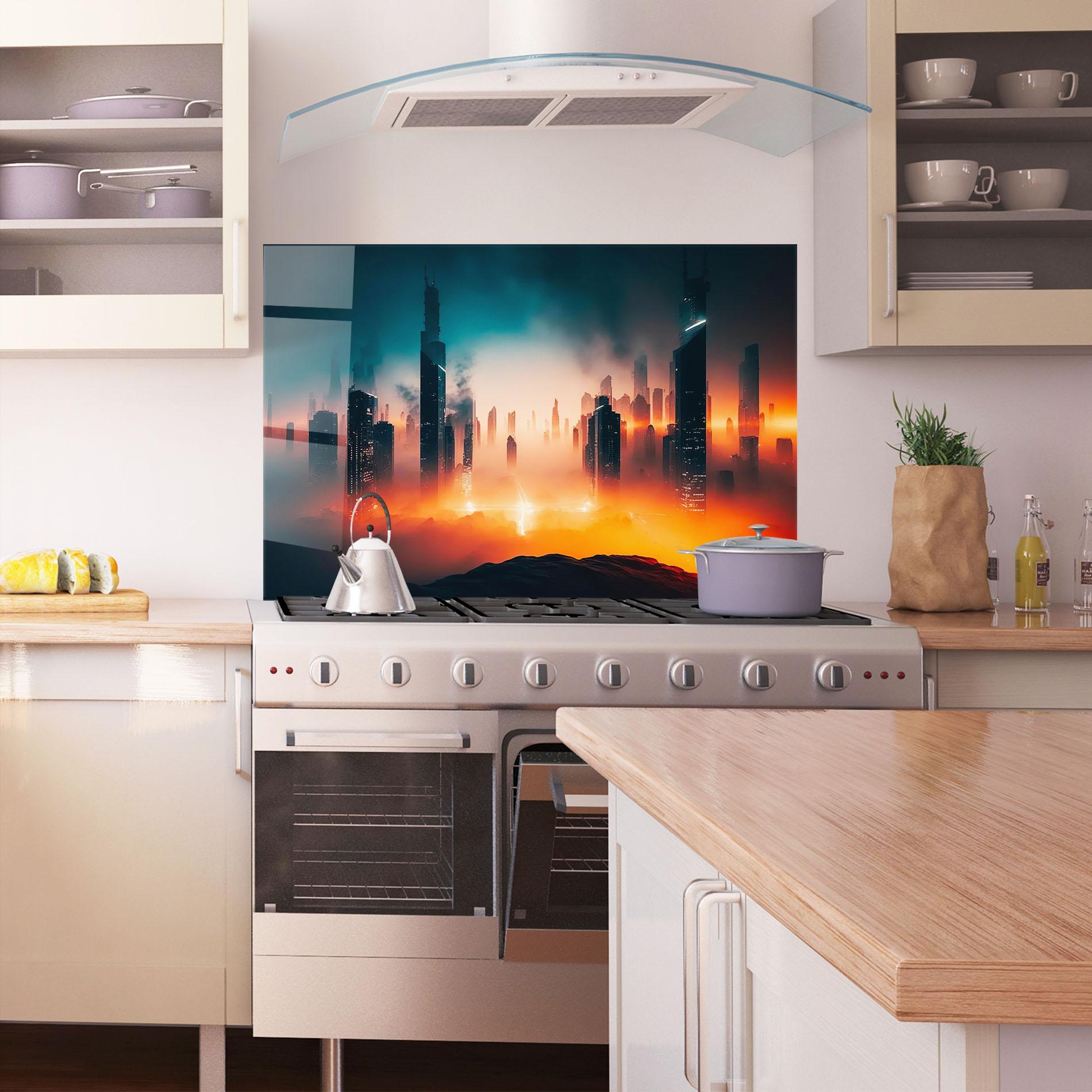 Panou Sticla Bucatarie City S Skyline mockup 1