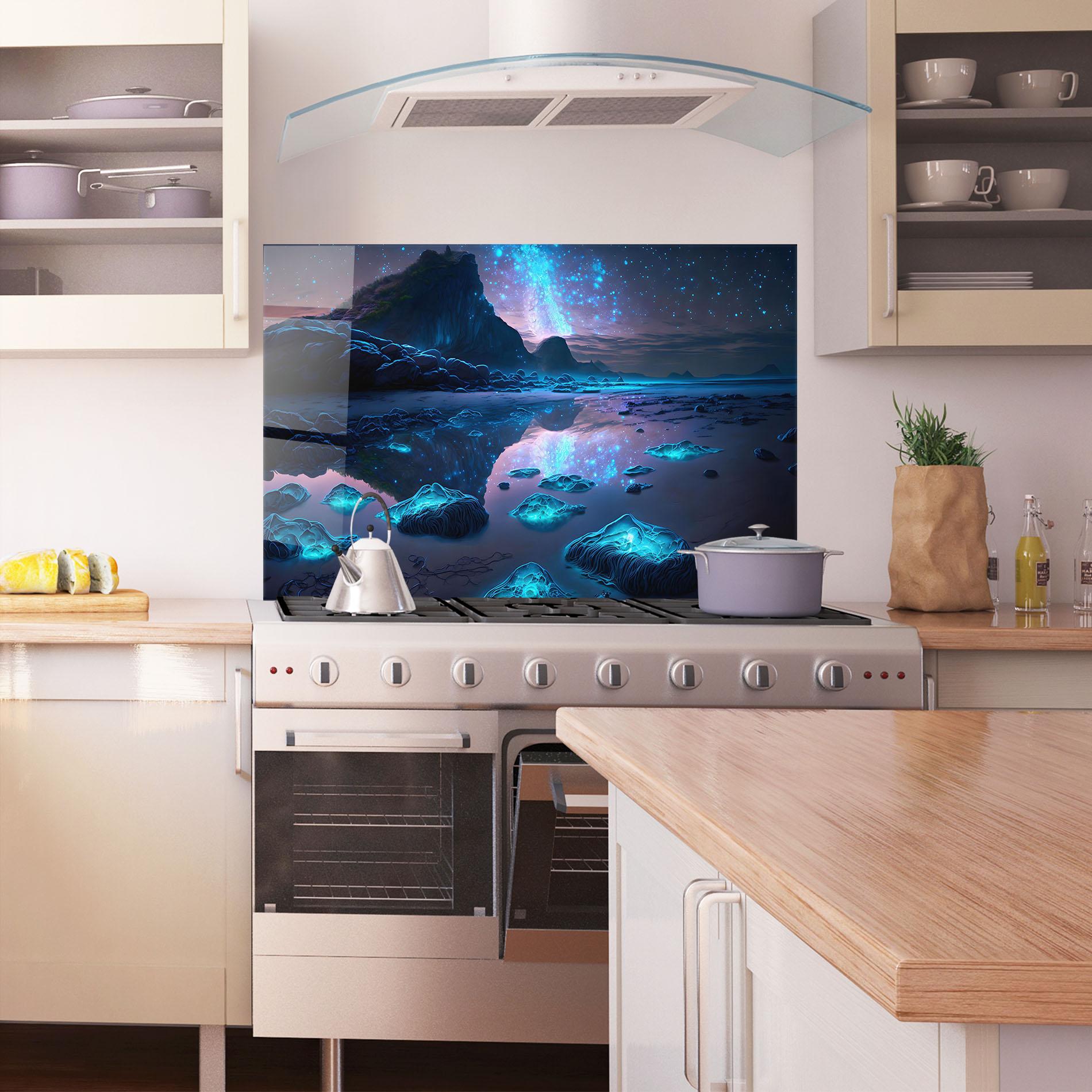 Panou Sticla Bucatarie Glowing Fantasy World mockup 1
