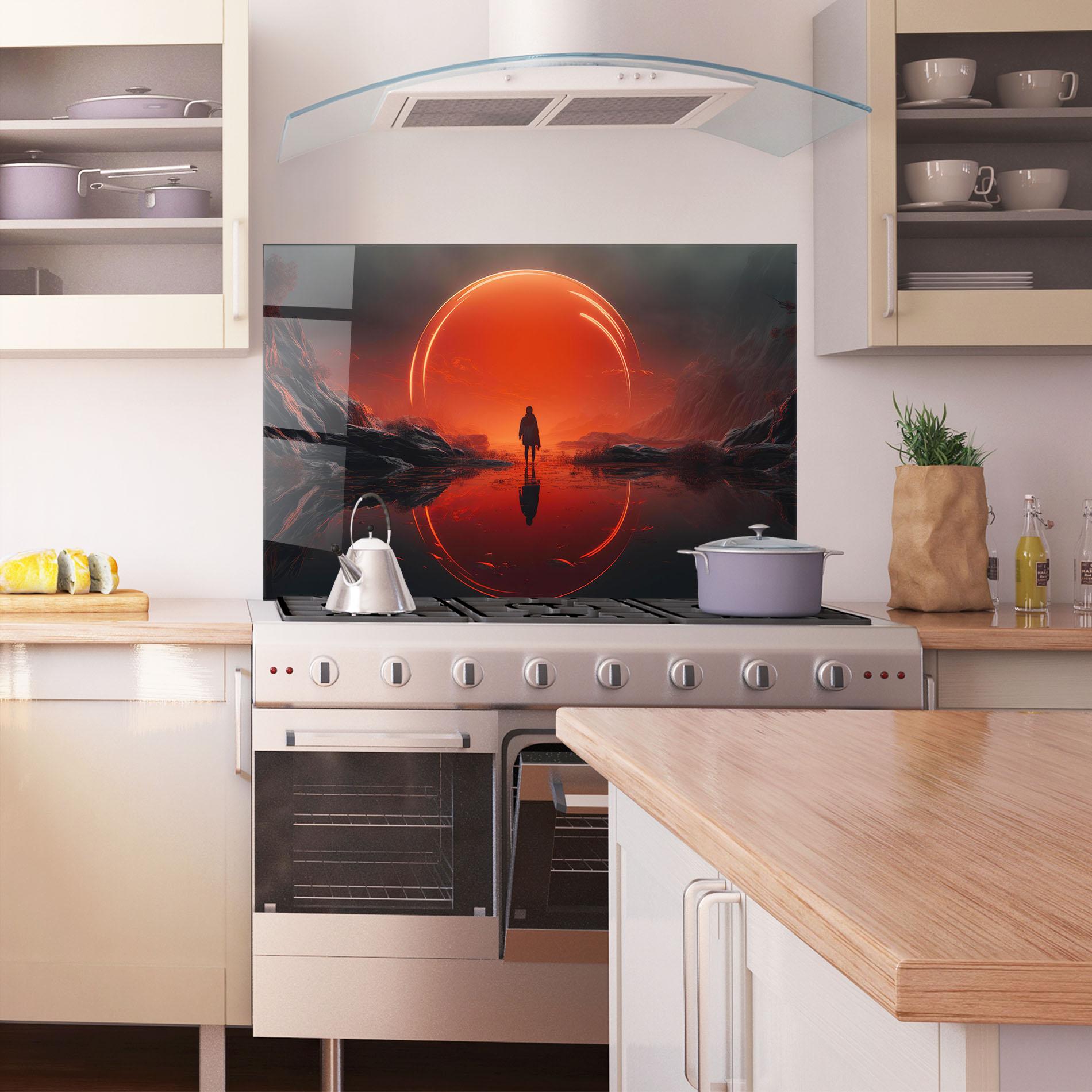 Panou Sticla Bucatarie Man Orange Orb mockup 1