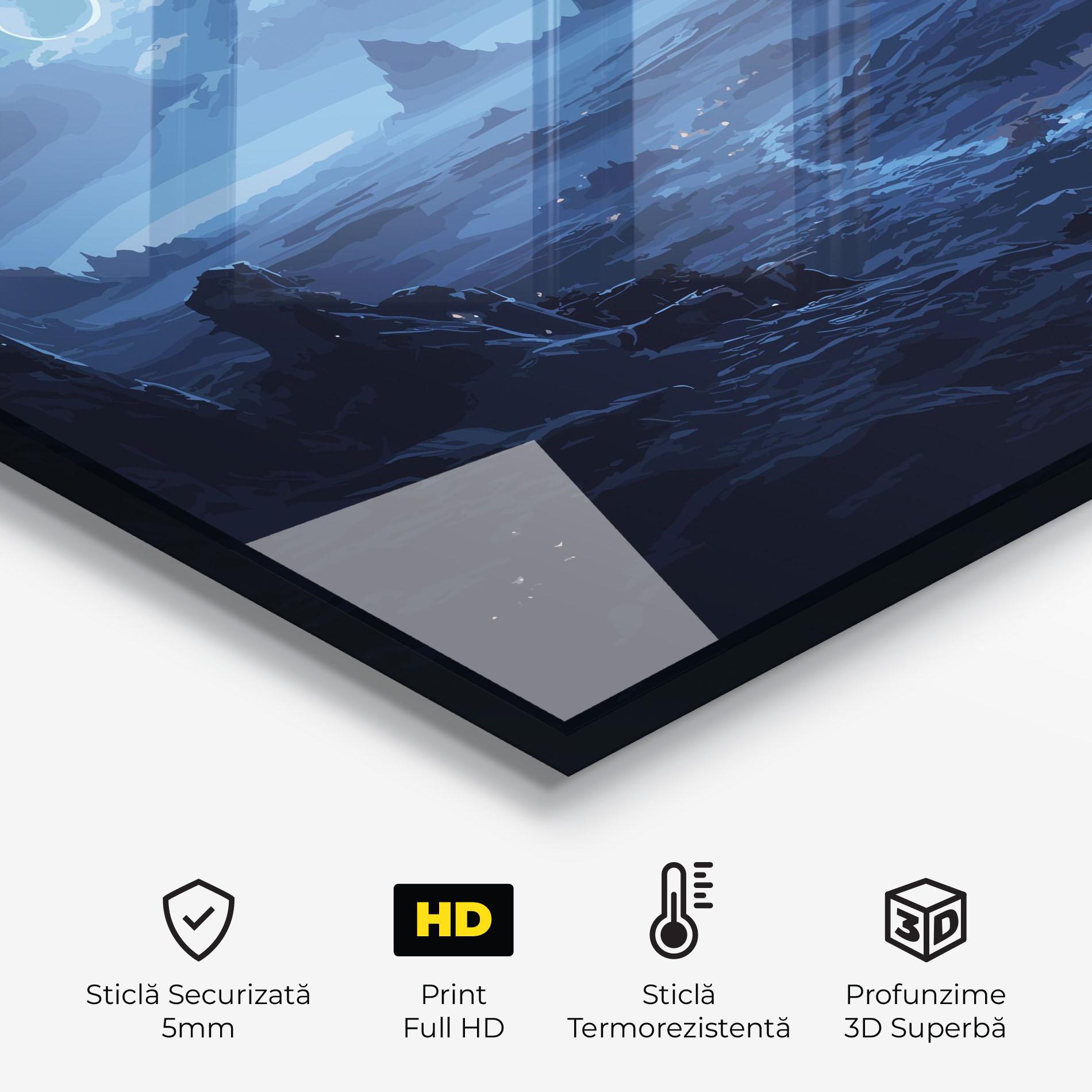 Panou Sticla Bucatarie Blue Art World mockup 2