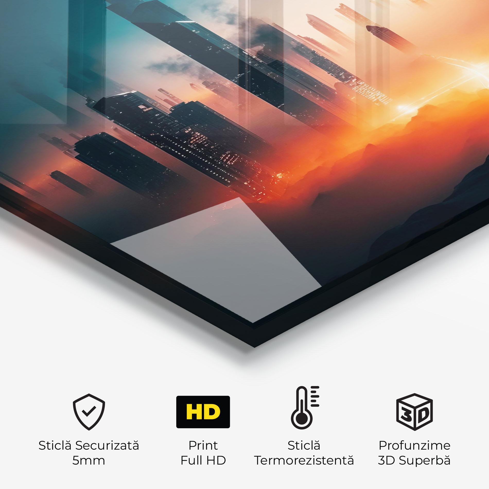 Panou Sticla Bucatarie City S Skyline mockup 2