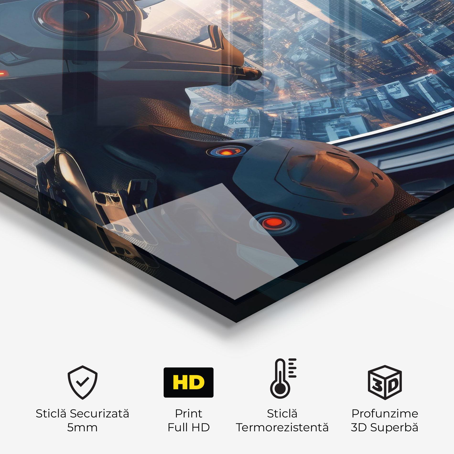 Panou Sticla Bucatarie Futuristic Robot mockup 2