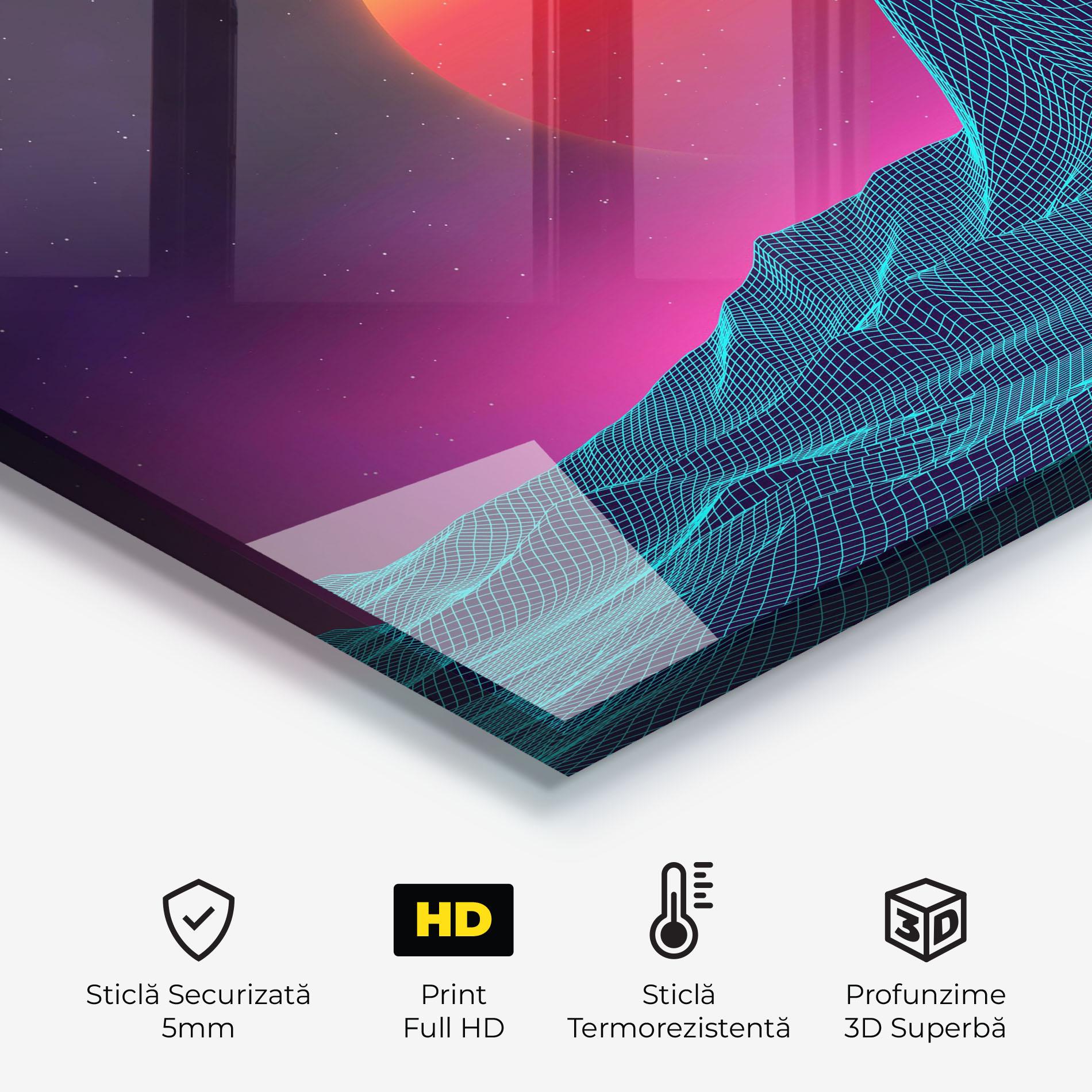 Panou Sticla Bucatarie Yellow Orange Planet mockup 2