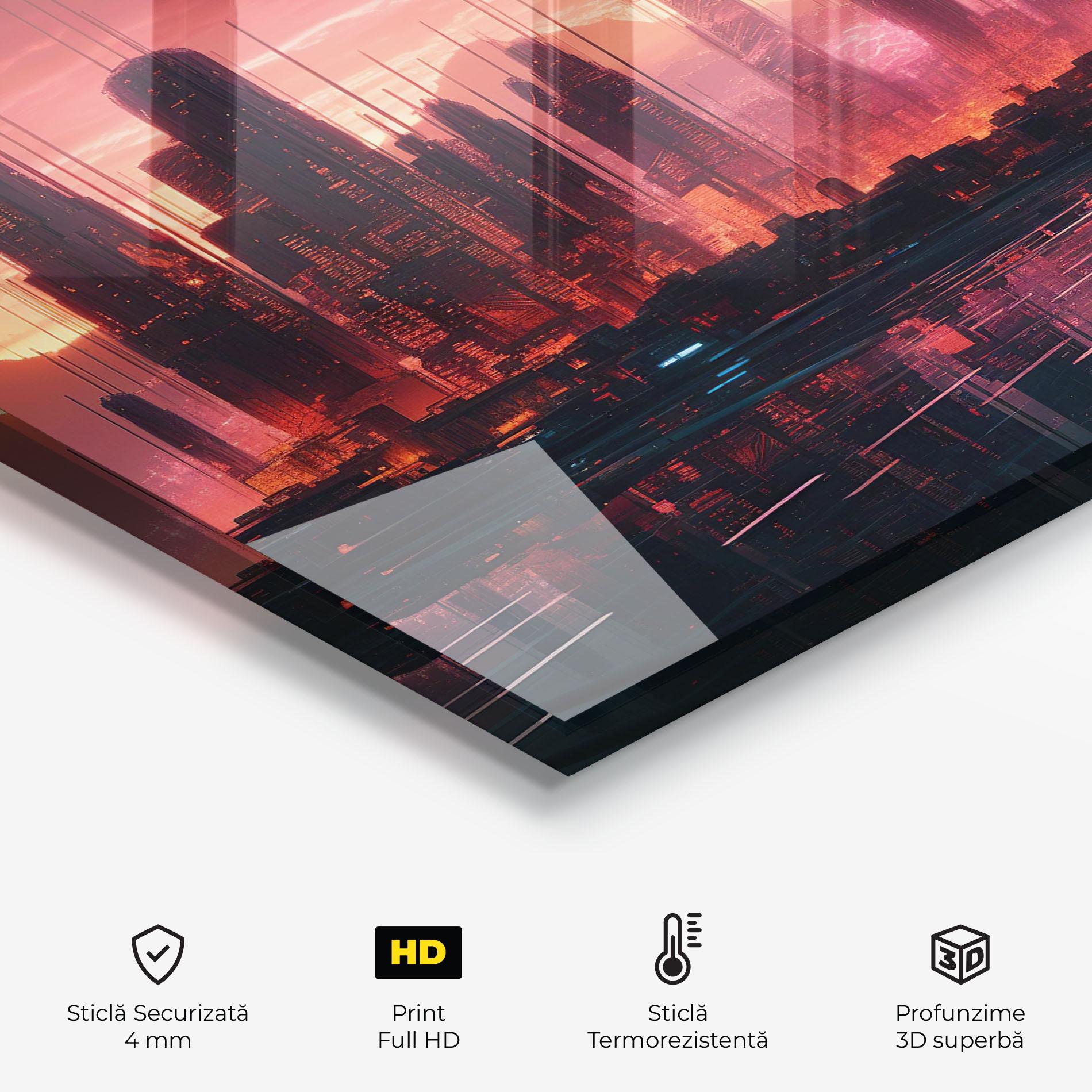 Panou Sticla Bucatarie Cityscape Tower mockup 2