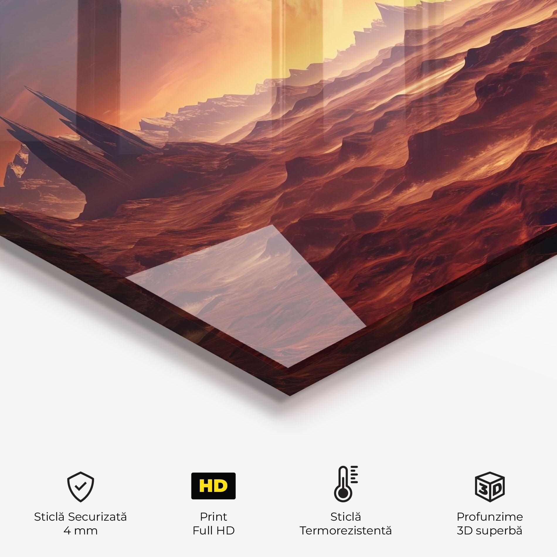 Panou Sticla Bucatarie Fiery Orange Sunset mockup 2