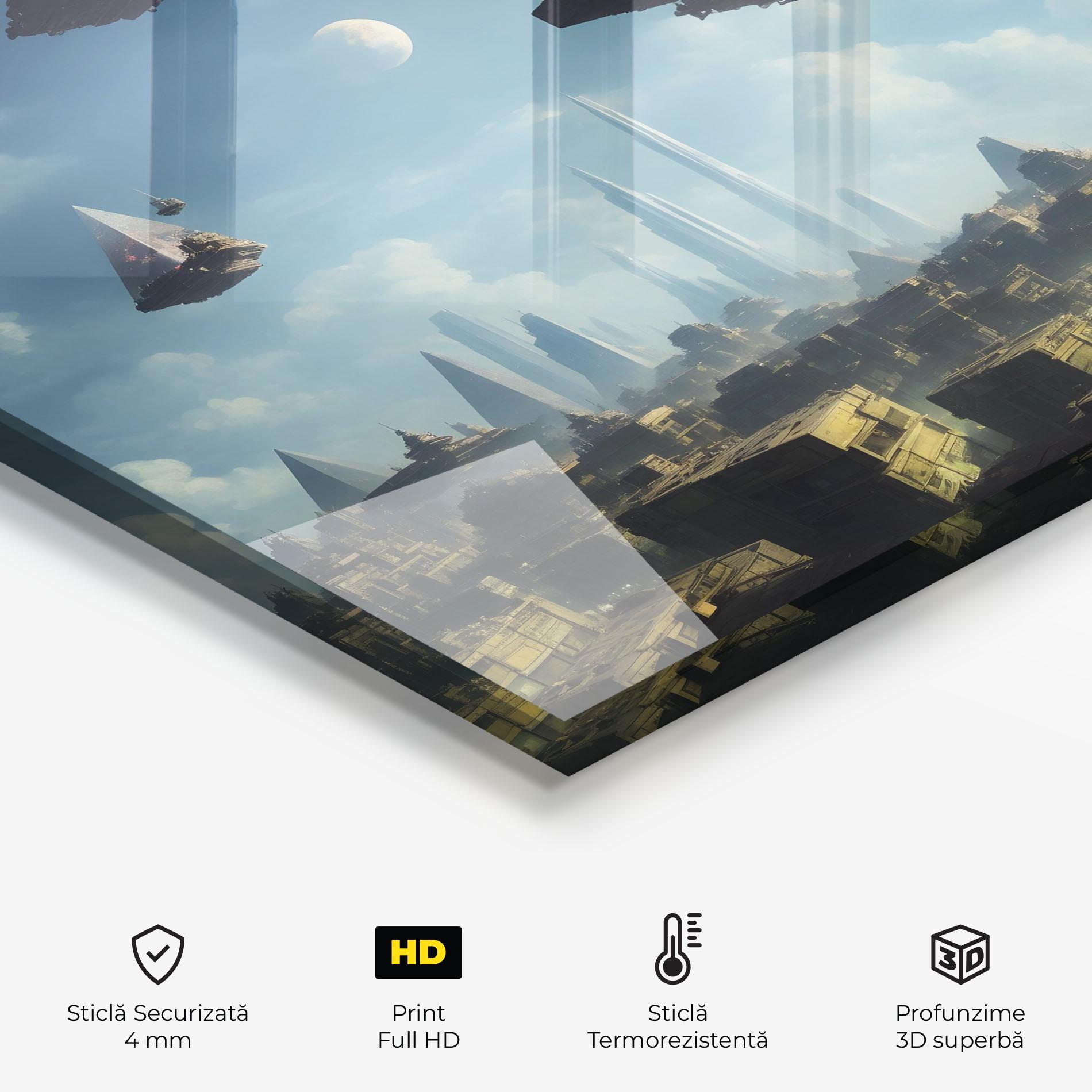 Panou Sticla Bucatarie Flying Piramids mockup 2