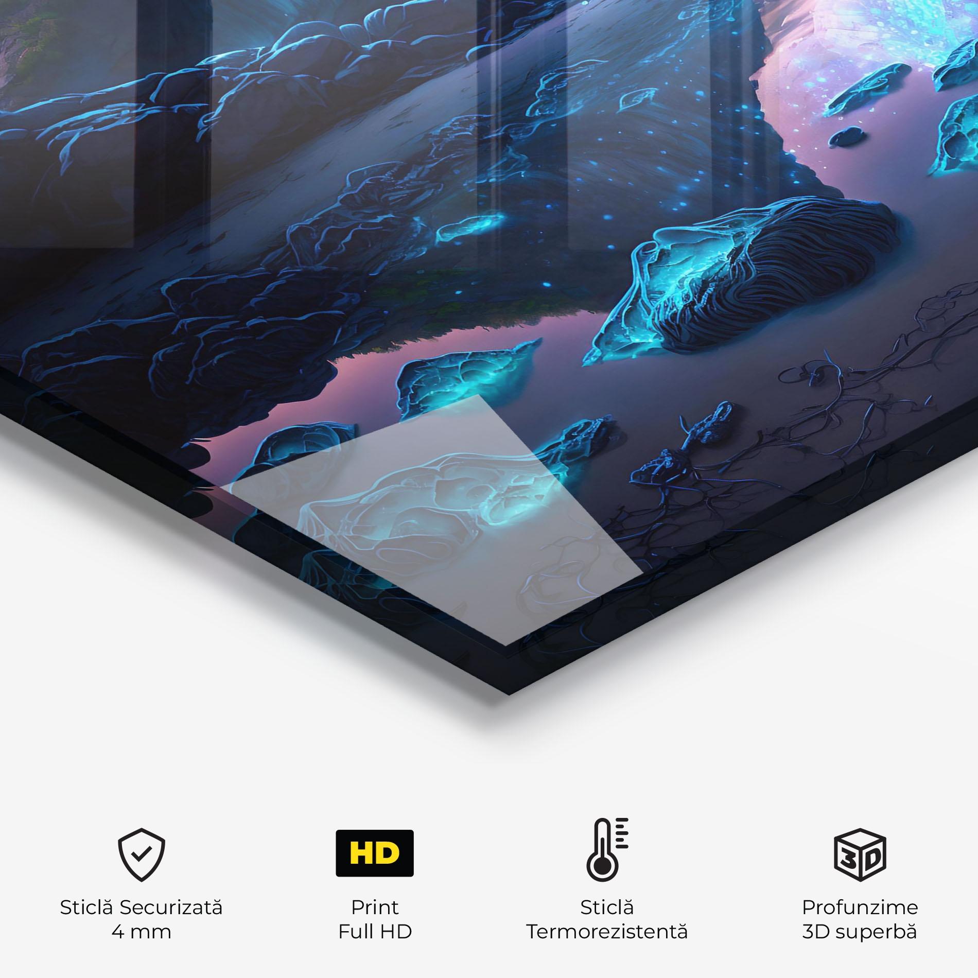 Panou Sticla Bucatarie Glowing Fantasy World mockup 2