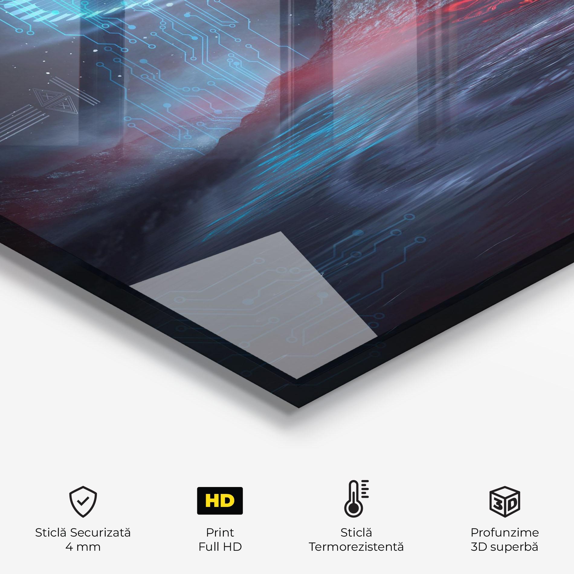 Panou Sticla Bucatarie Neon Space Galaxy mockup 2