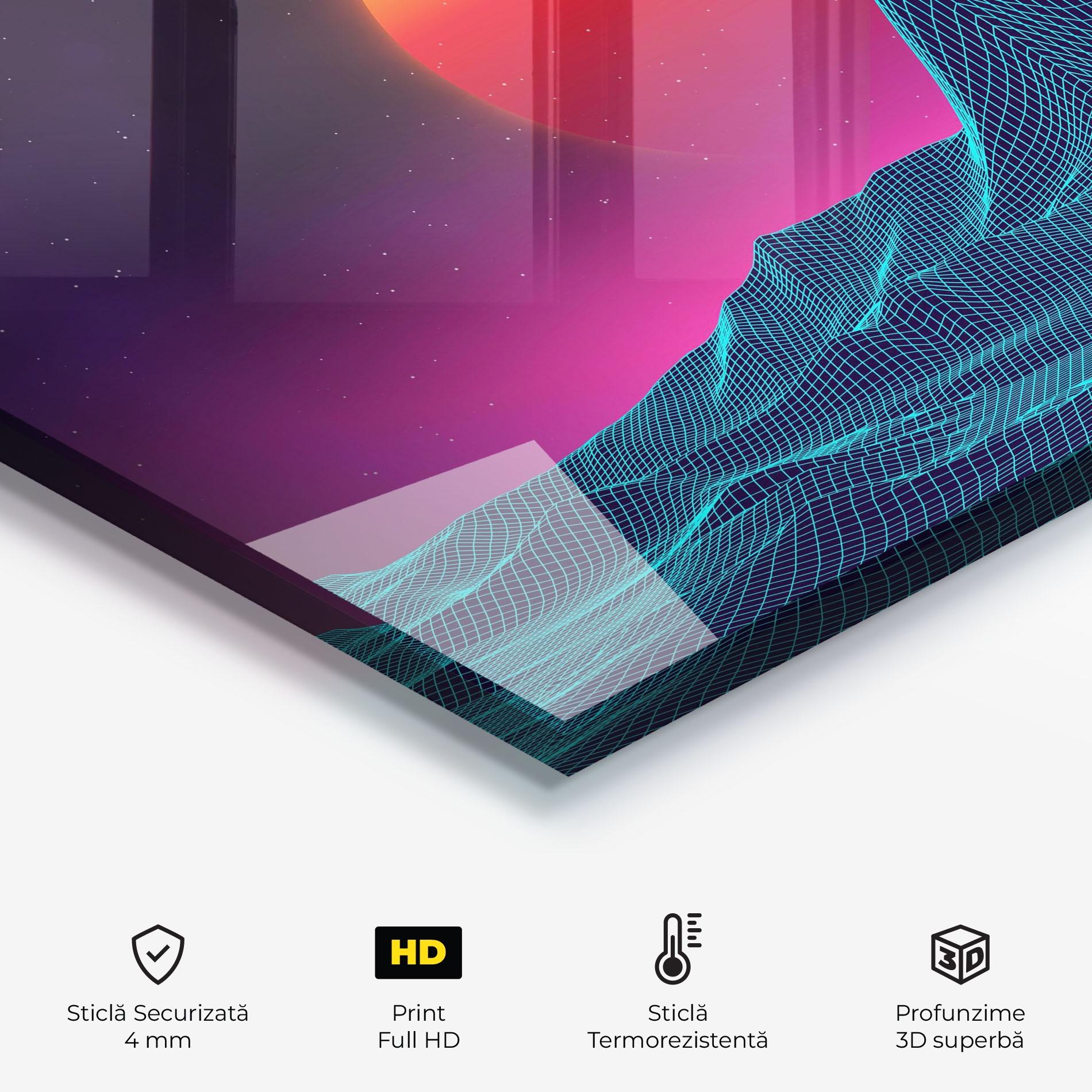 Panou Sticla Bucatarie Yellow Orange Planet mockup 2