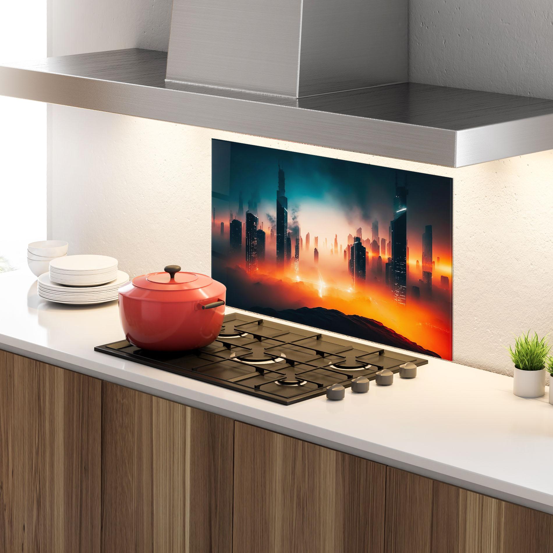 Panou Sticla Bucatarie City S Skyline mockup 4