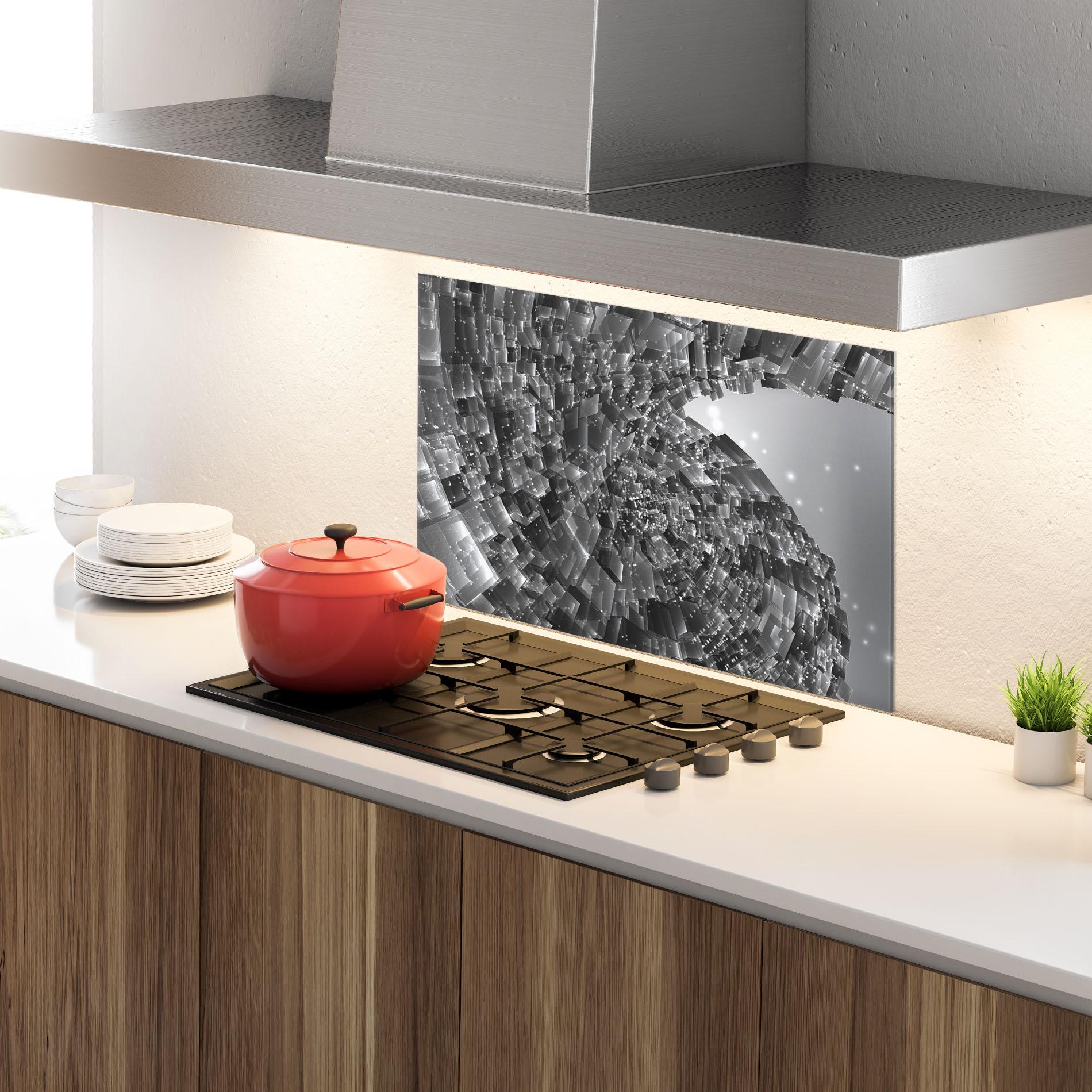 Panou Sticla Bucatarie Grey Shape View mockup 4