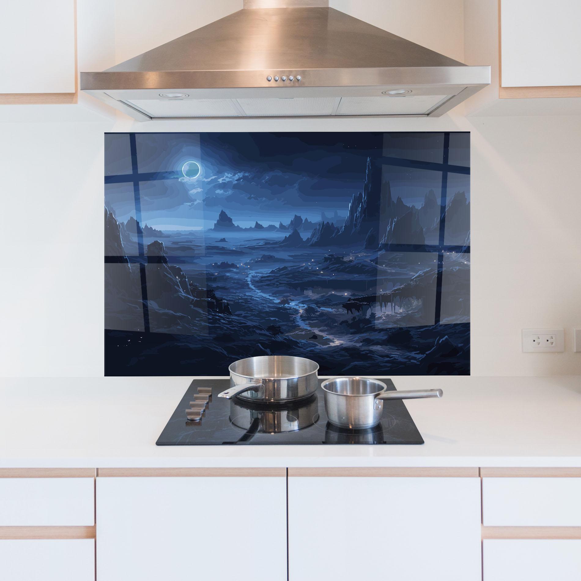 Panou Sticla Bucatarie Blue Art World mockup 5