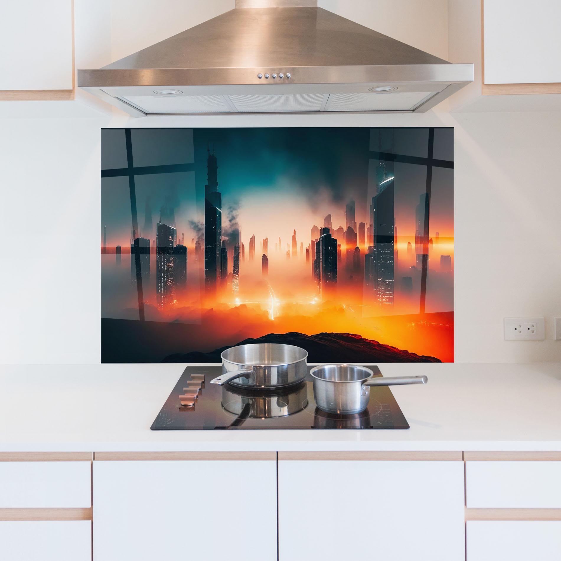 Panou Sticla Bucatarie City S Skyline mockup 5
